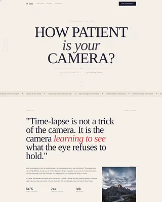 Cinematic Time-Lapse Photography Channel Landing Page