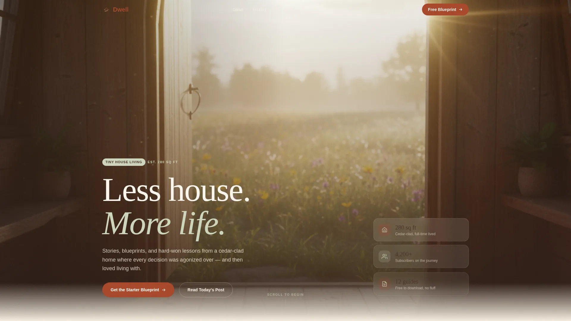 Artisan Tiny House Living Blog Landing Page Template