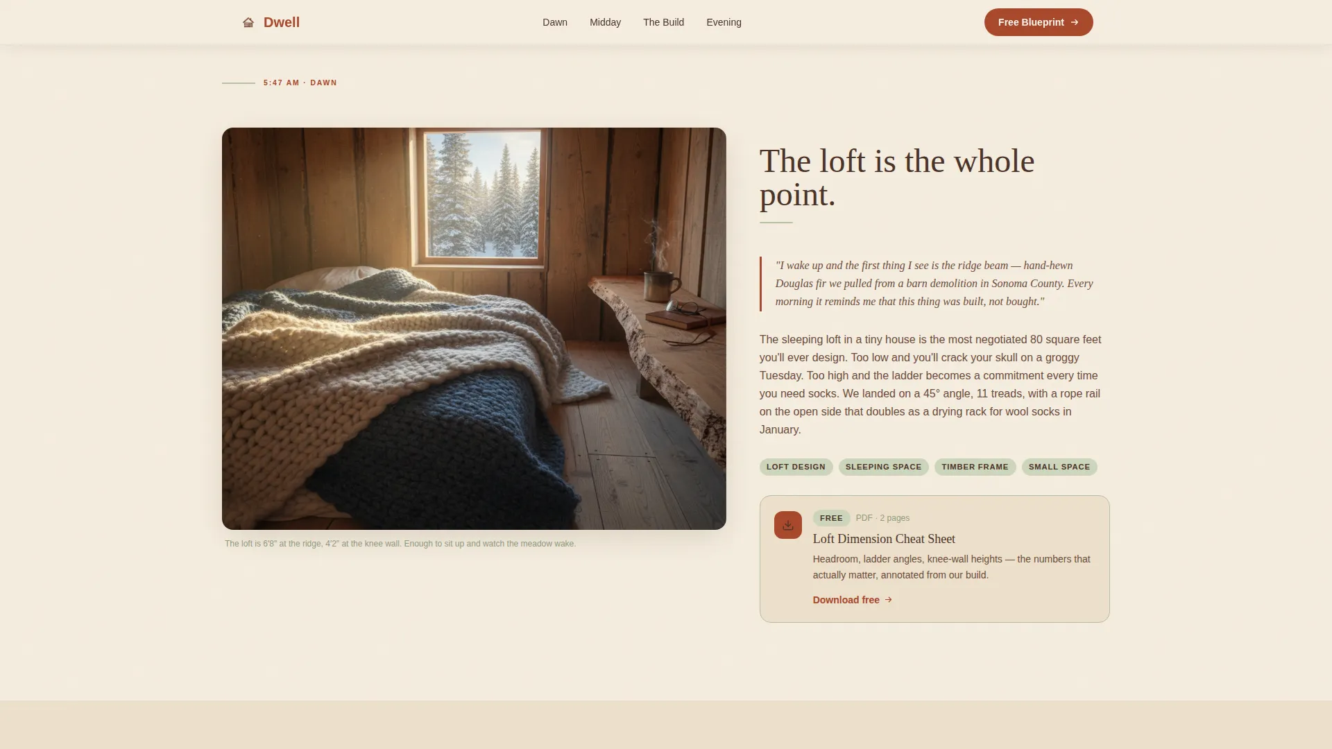 Artisan Tiny House Living Blog Landing Page Template