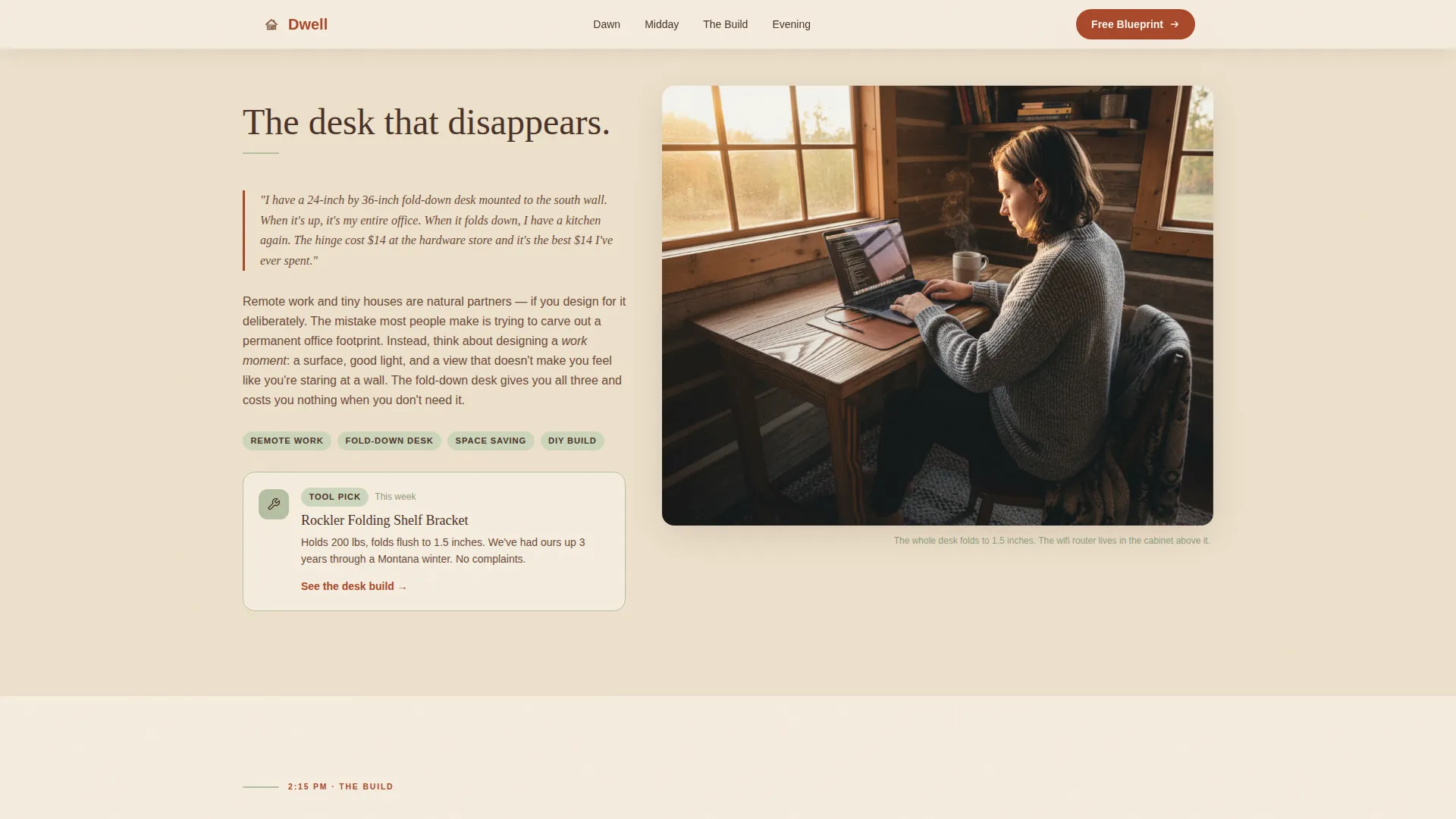Artisan Tiny House Living Blog Landing Page Template