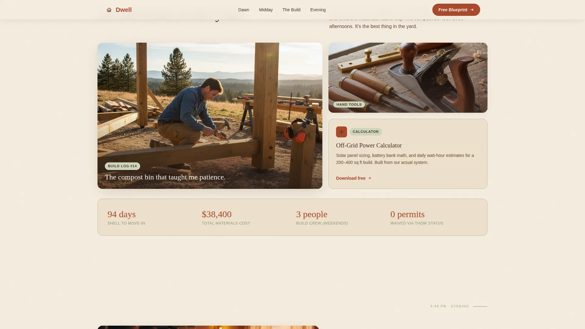 Artisan Tiny House Living Blog Landing Page Template