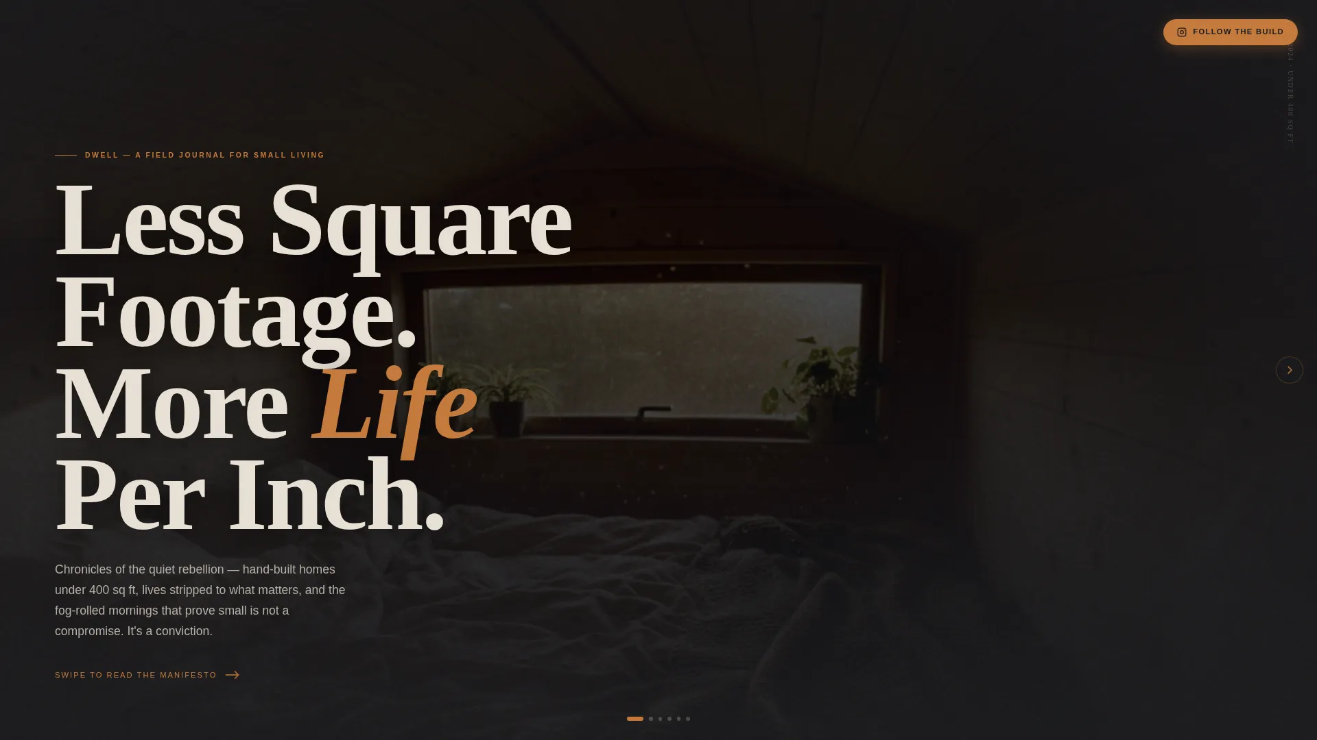 Cinematic Tiny House Living Landing Page Template