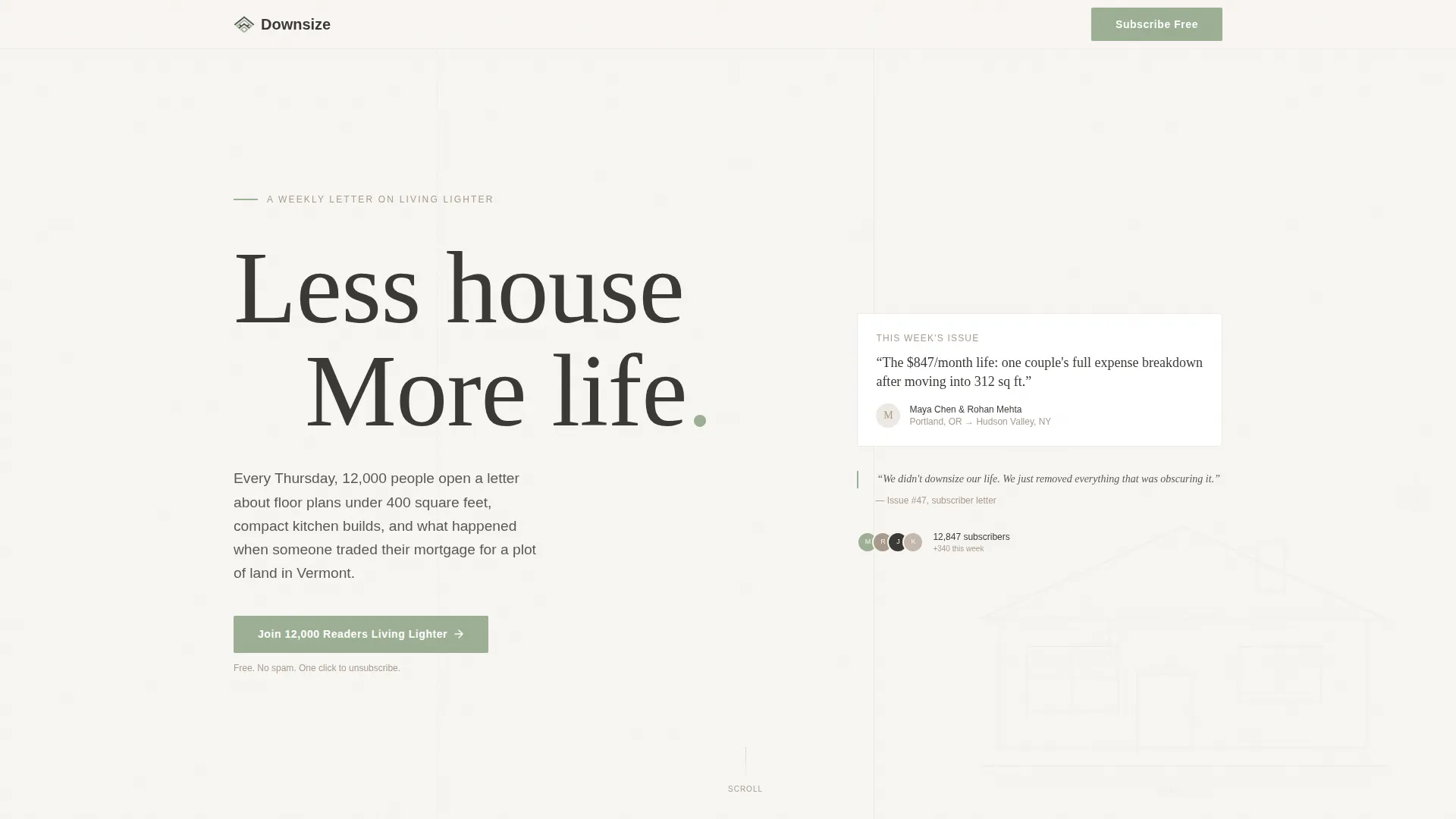 Minimal Living Newsletter Landing Page Template