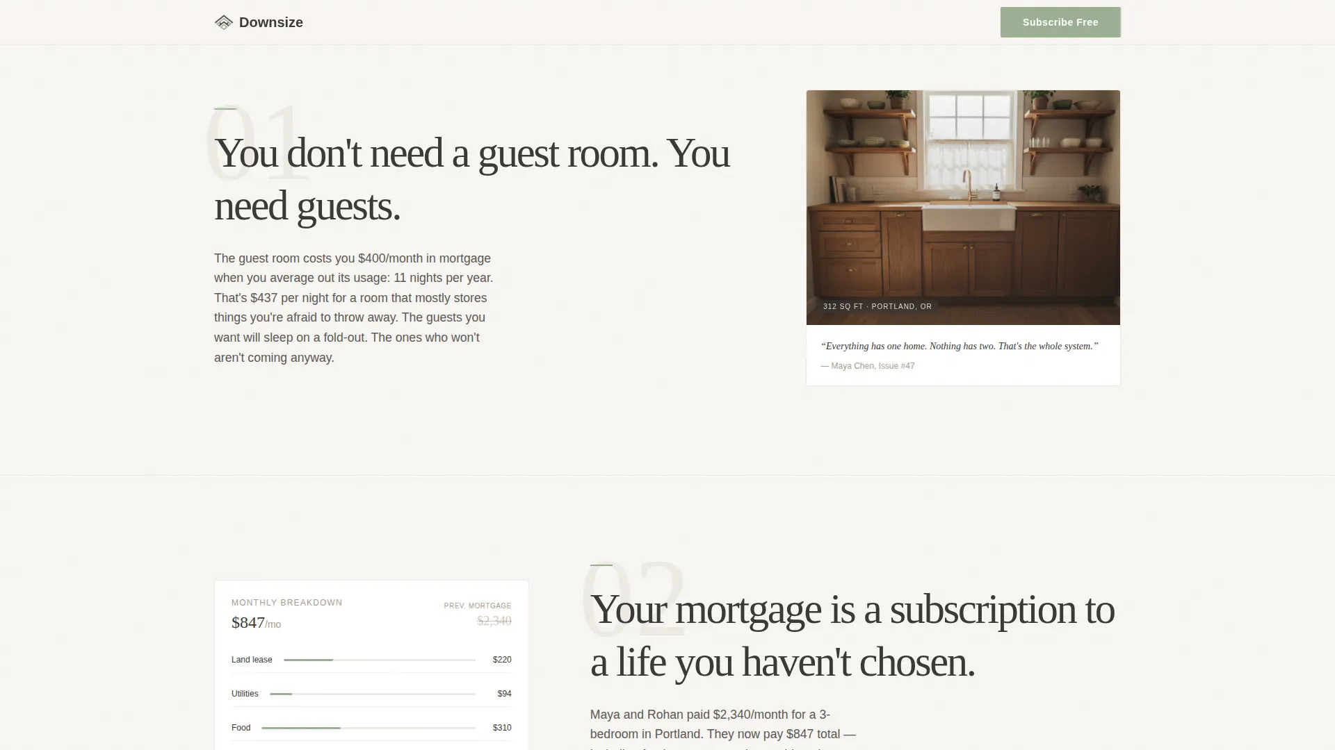 Minimal Living Newsletter Landing Page Template