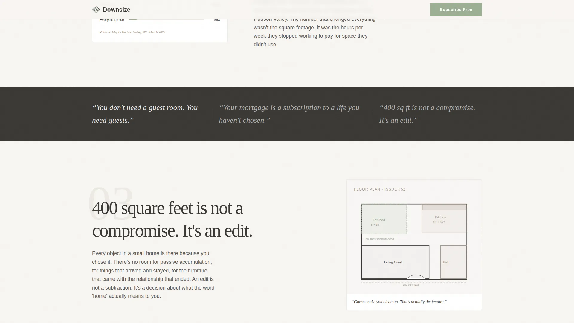 Minimal Living Newsletter Landing Page Template