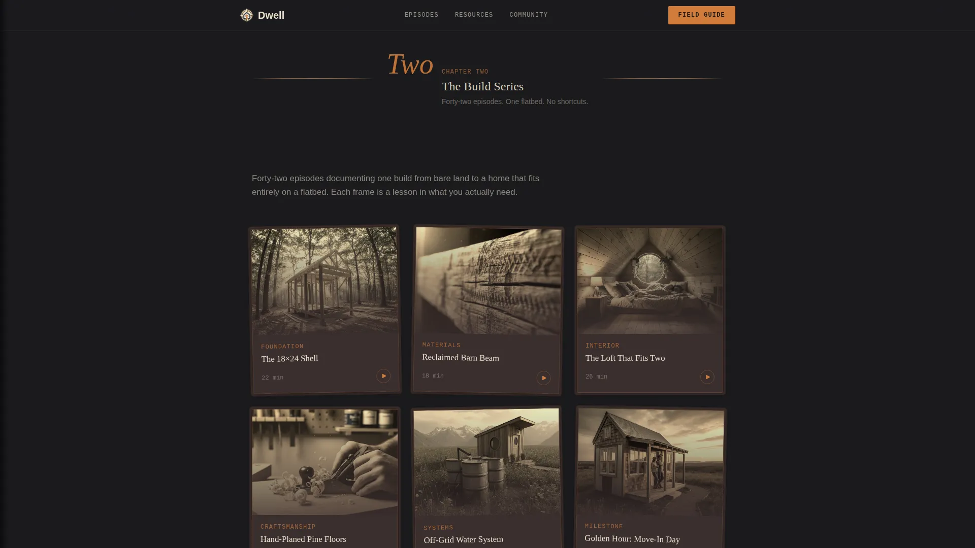 Cinematic Tiny House Living Channel Landing Page