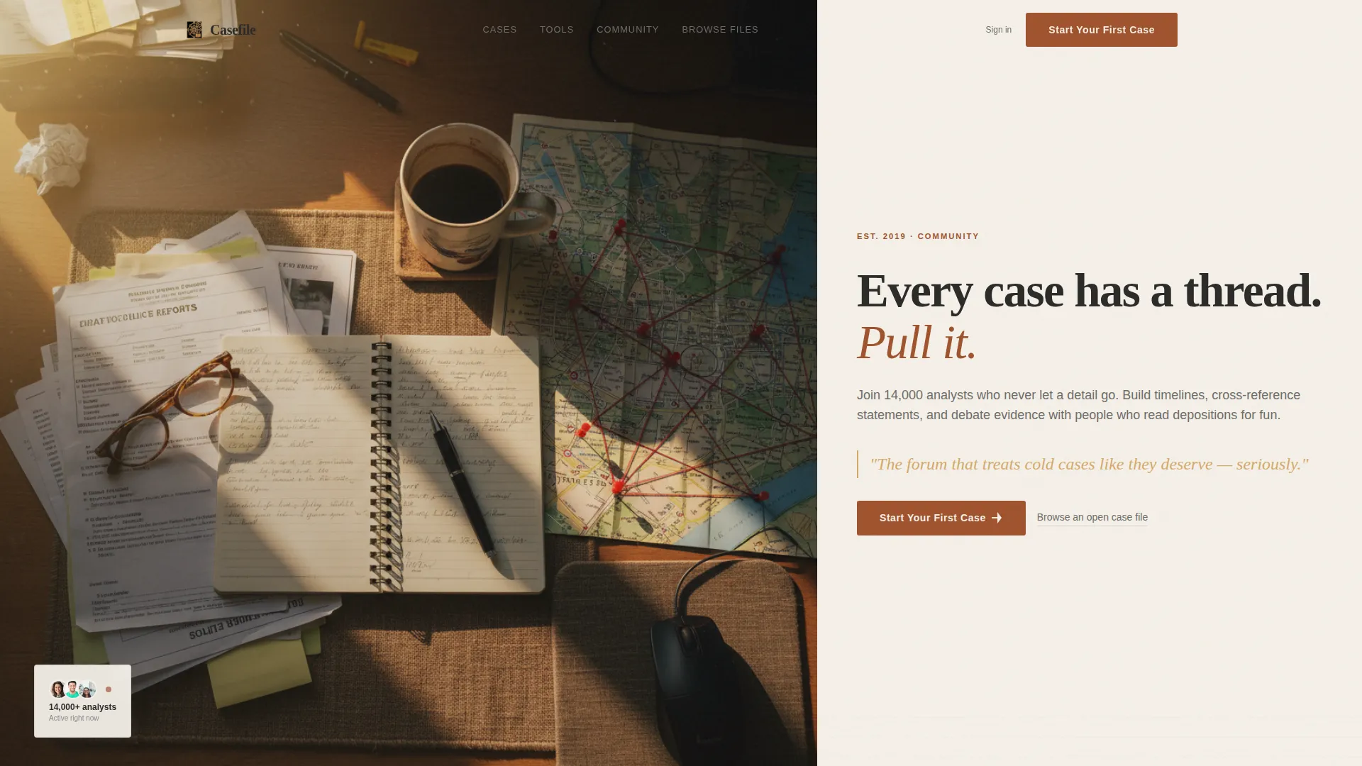 True Crime Community Landing Page Template