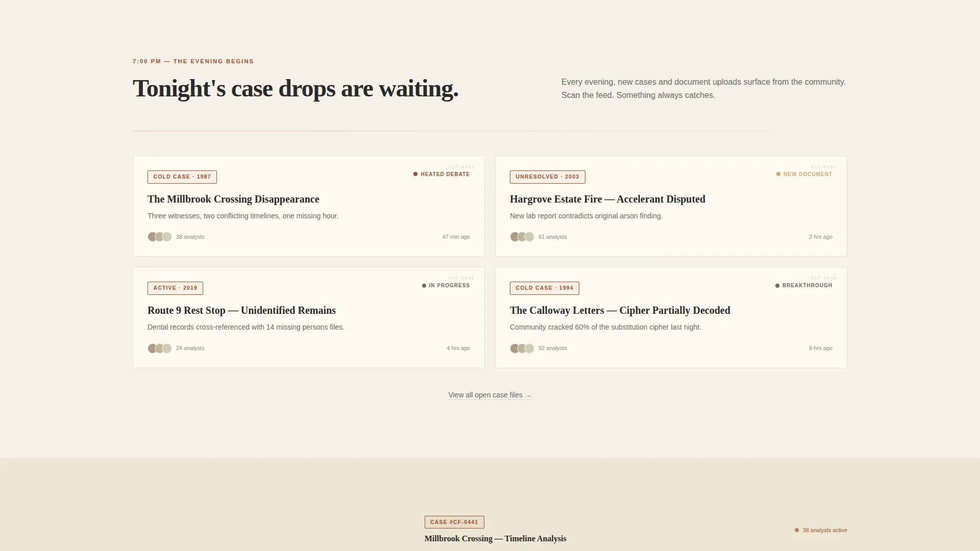 True Crime Community Landing Page Template
