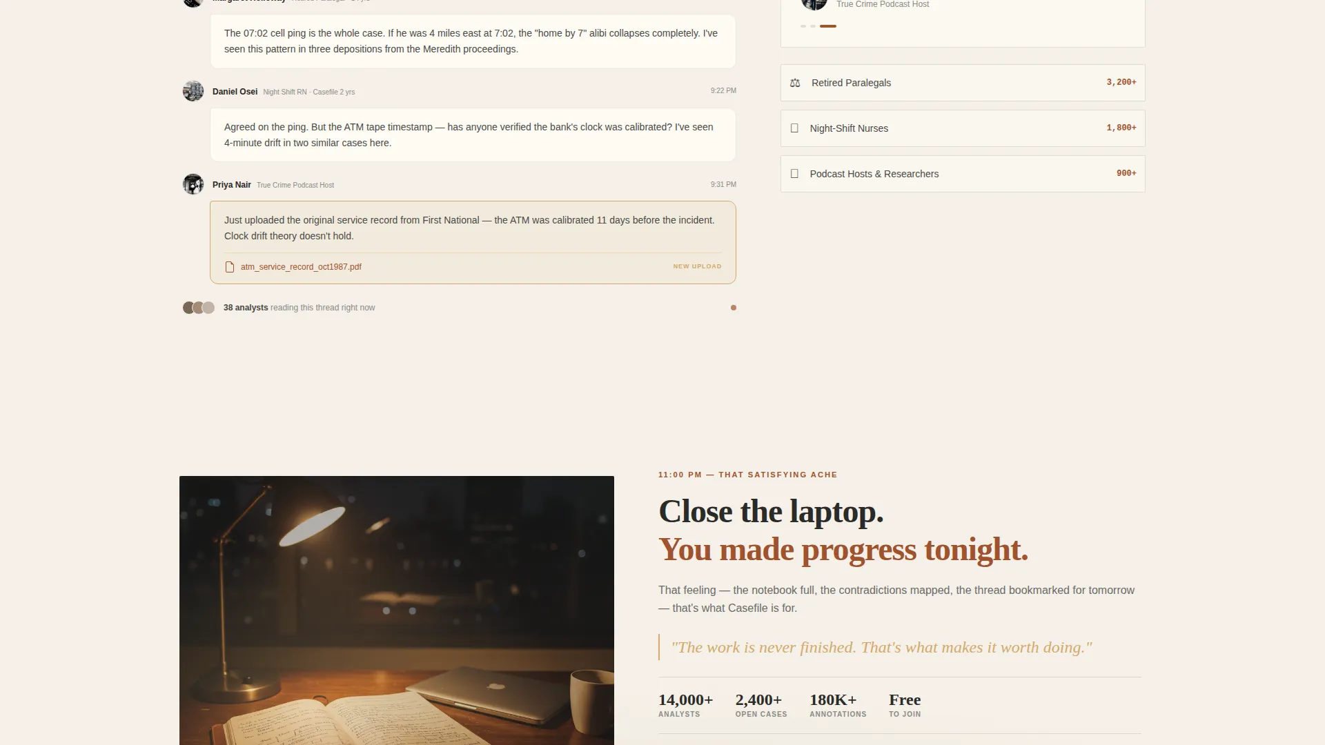 True Crime Community Landing Page Template