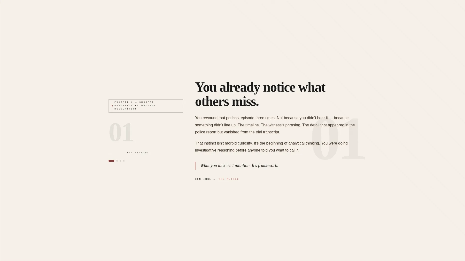 True Crime Analysis Course Landing Page Template