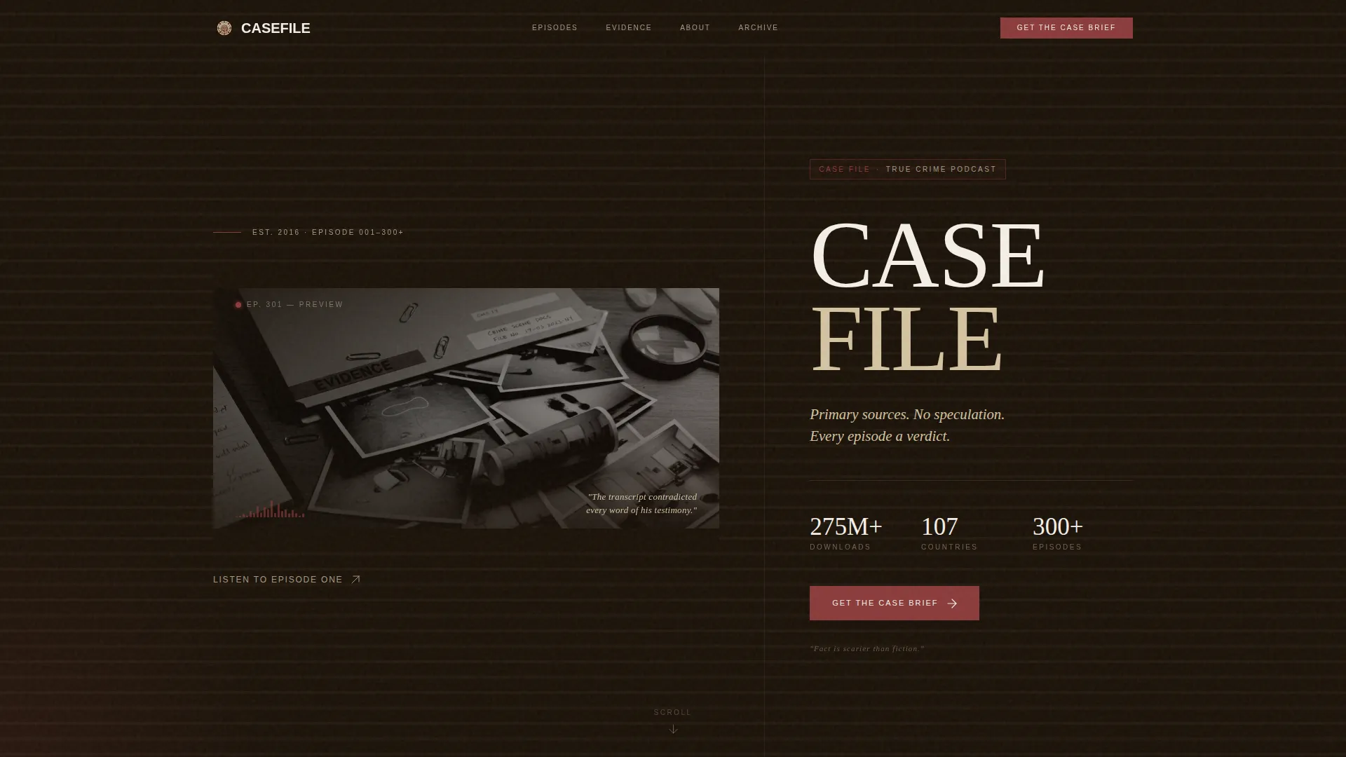 True Crime Podcast Landing Page Template