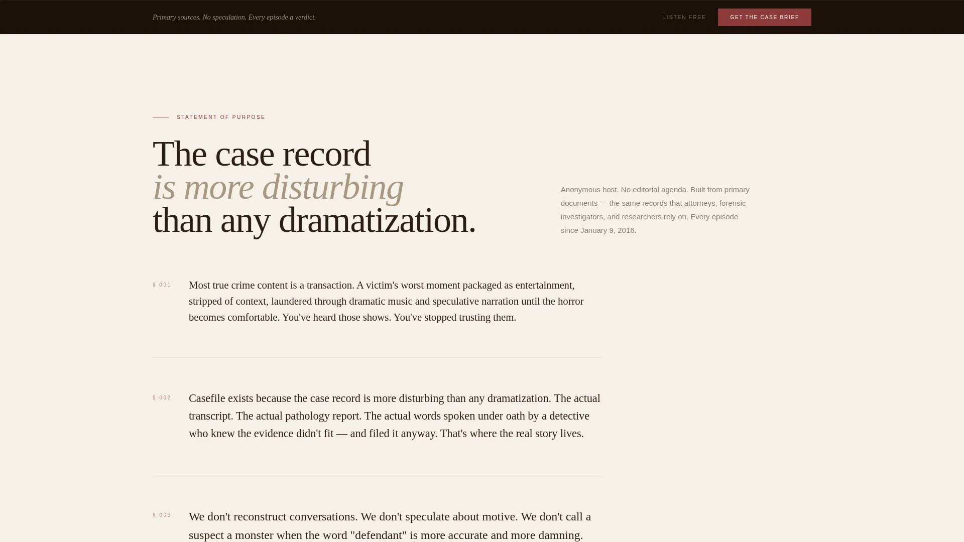 True Crime Podcast Landing Page Template