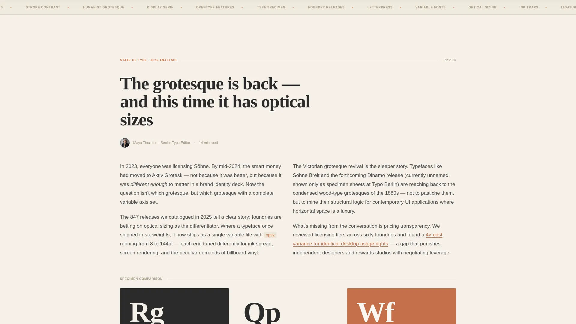 Editorial Typography Landing Page Template