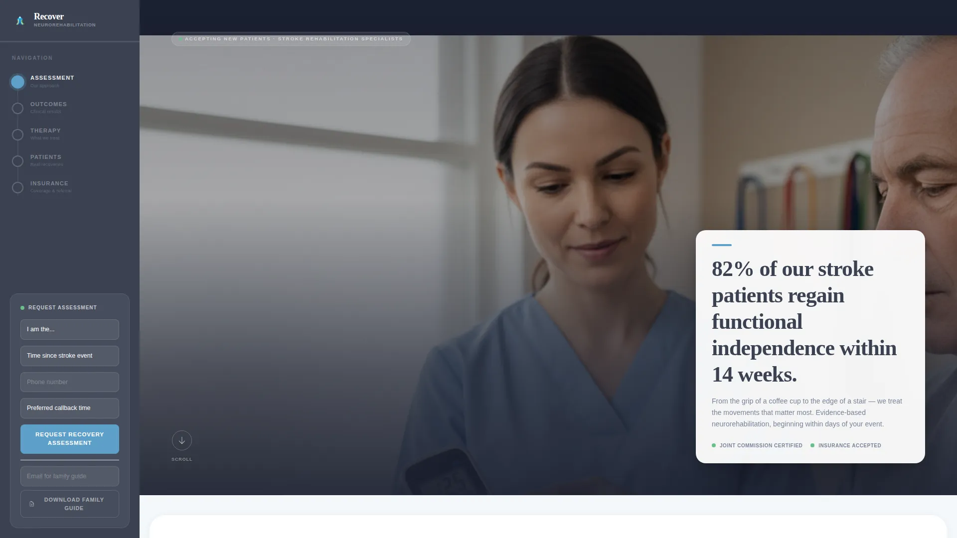 Stroke Recovery Specialist Clinic Landing Page Template