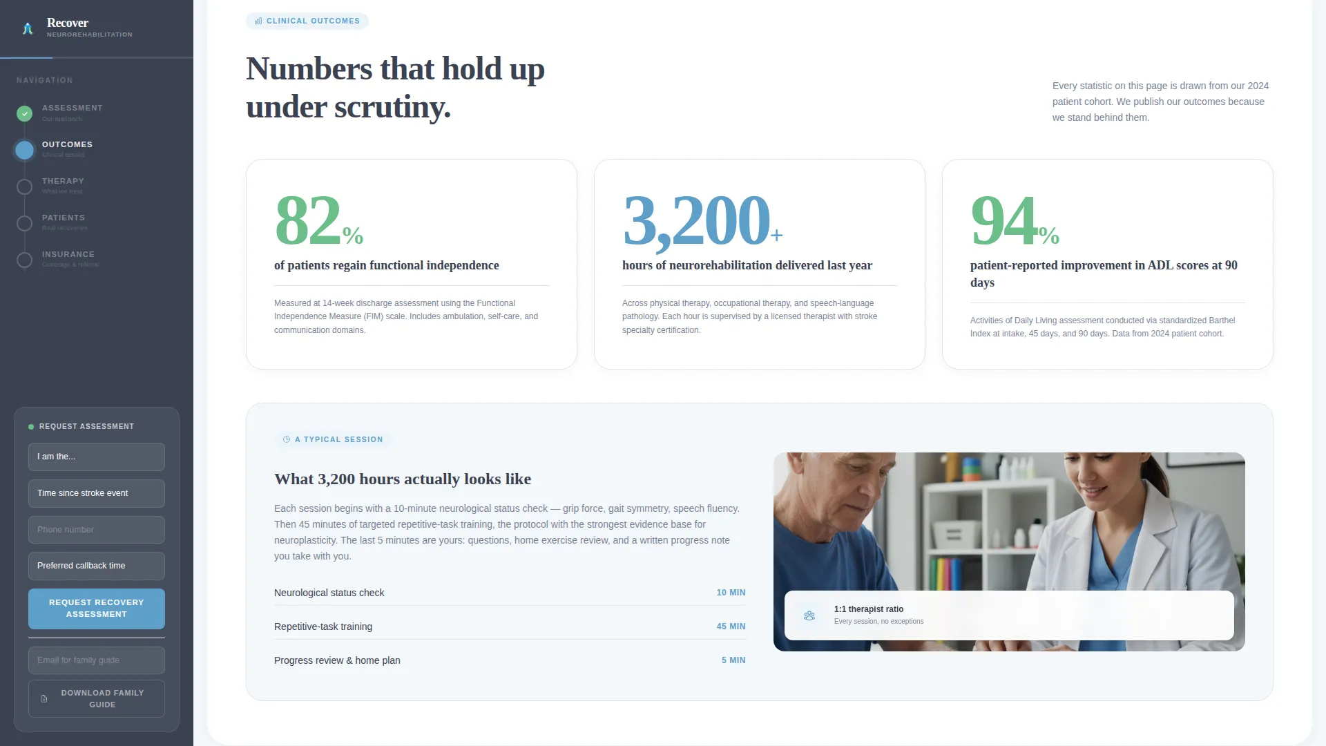 Stroke Recovery Specialist Clinic Landing Page Template