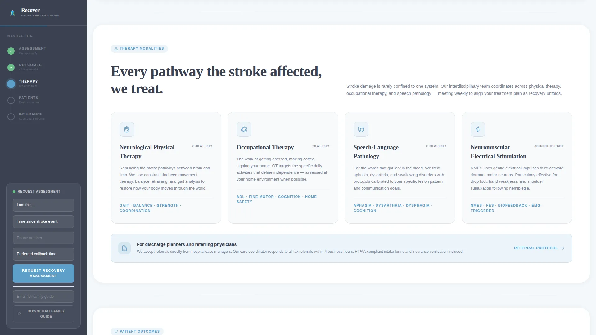 Stroke Recovery Specialist Clinic Landing Page Template