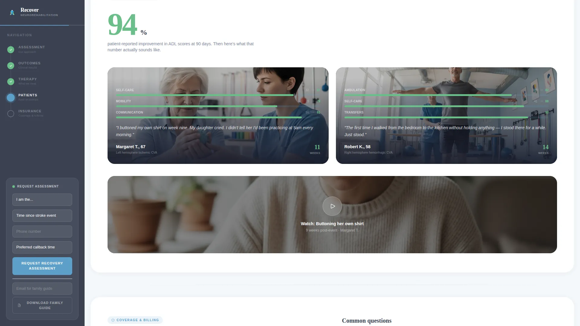 Stroke Recovery Specialist Clinic Landing Page Template