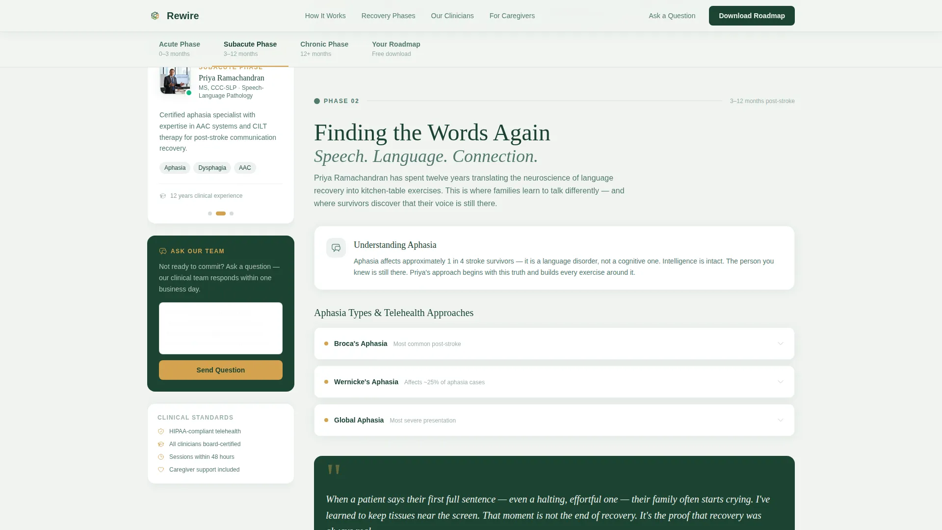 Stroke Recovery Telehealth Landing Page Template
