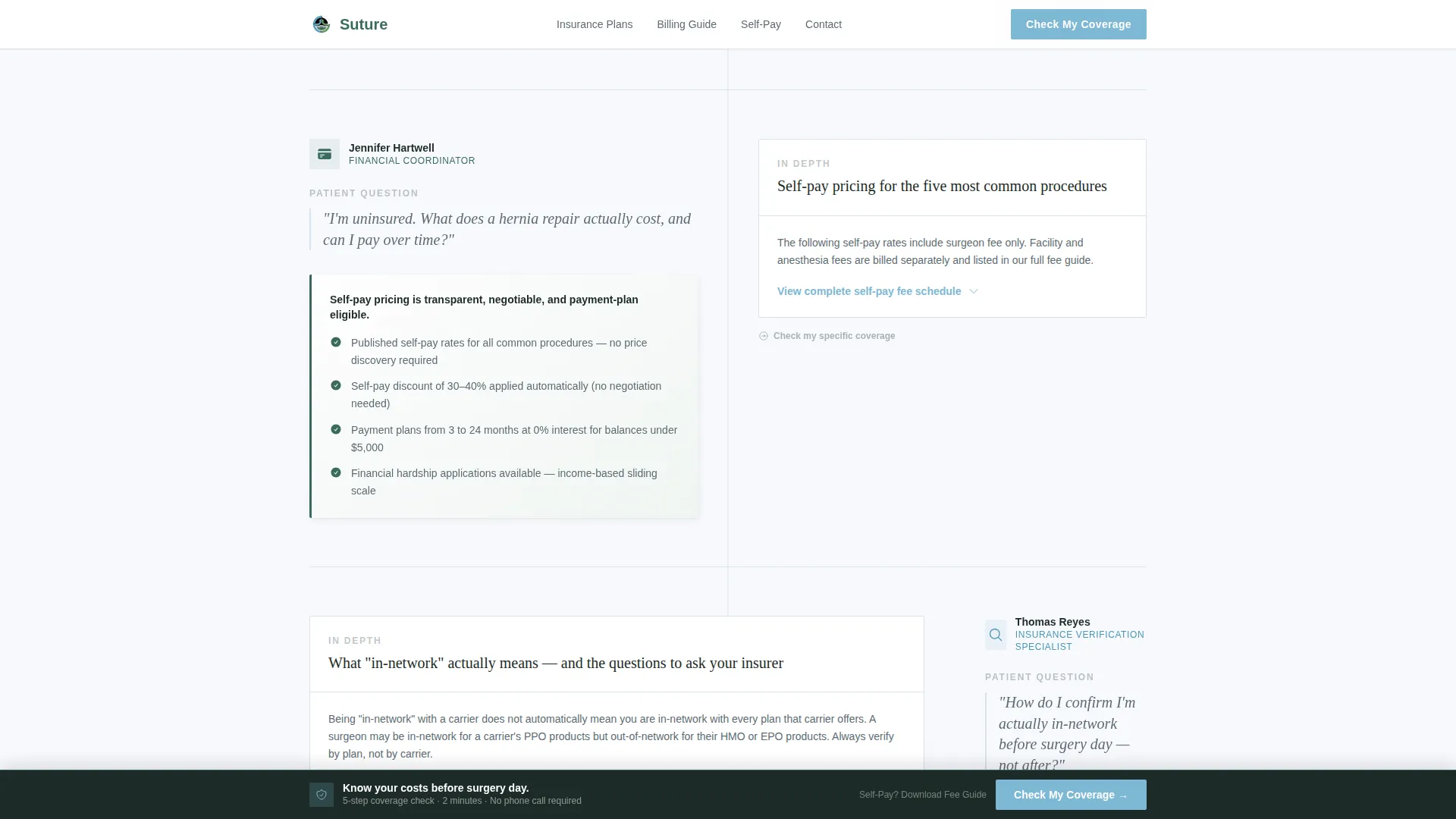 General Surgery Insurance & Billing Landing Page