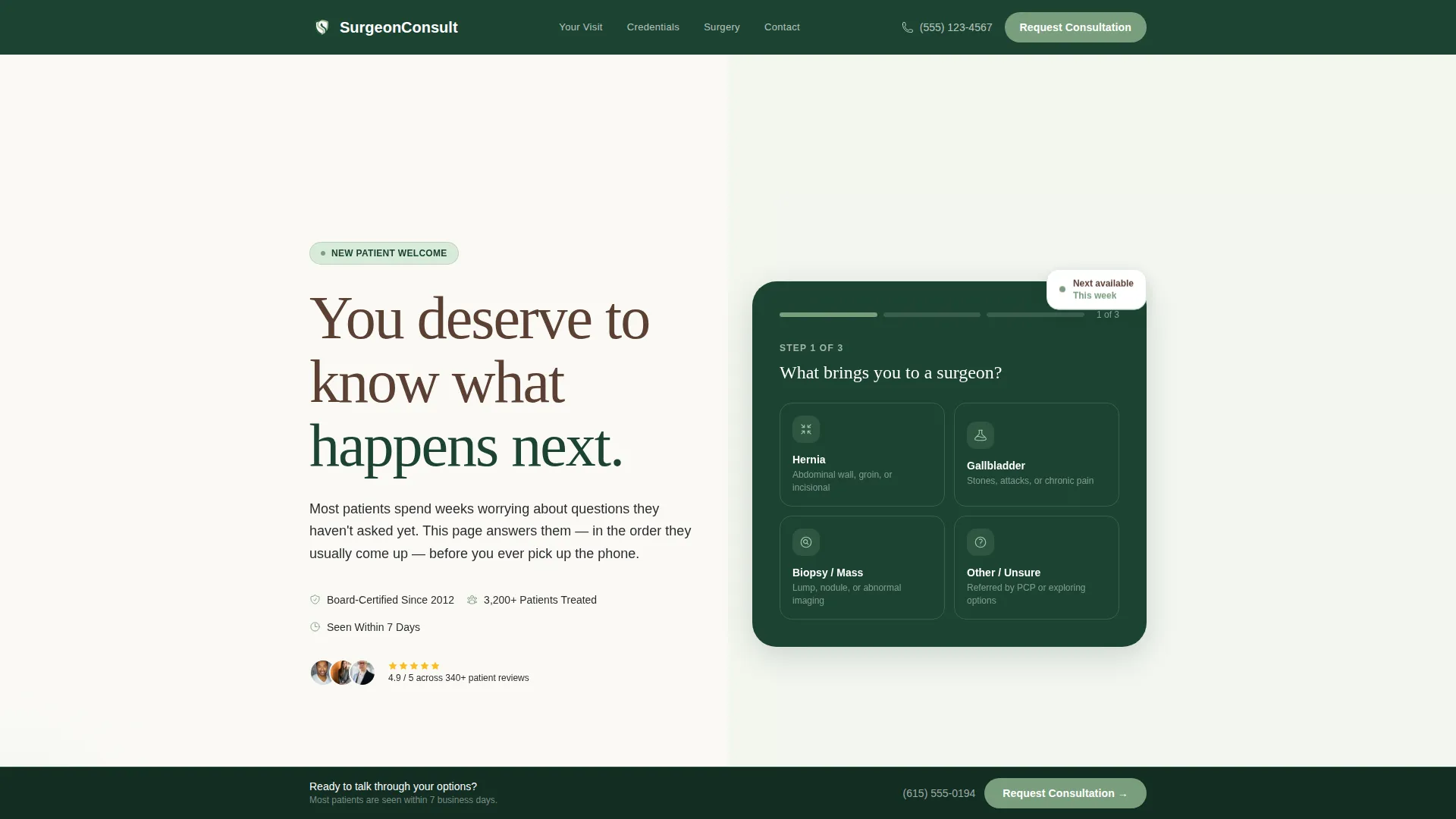 Surgeon (General) Booking Website Template