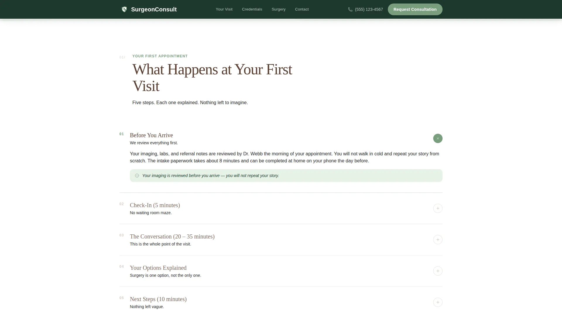 Surgeon (General) Booking Website Template