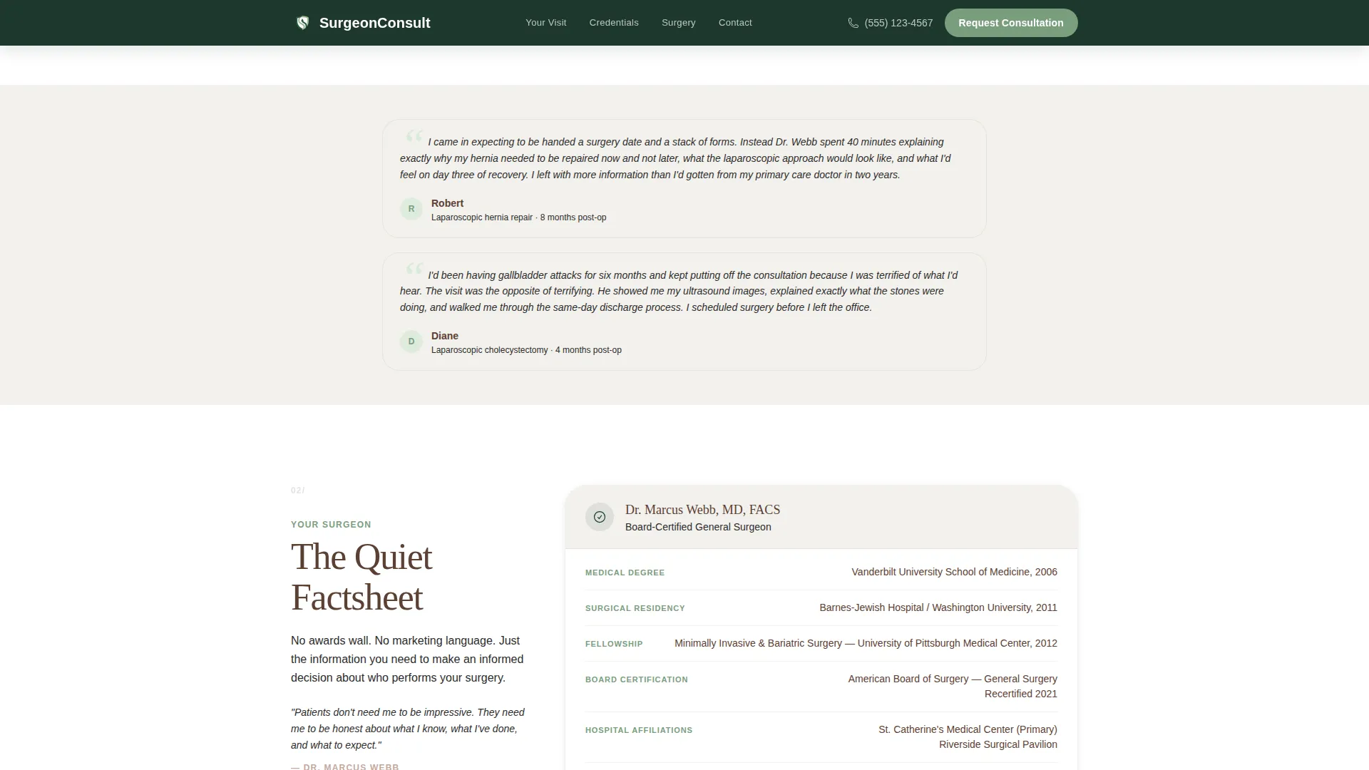 Surgeon (General) Booking Website Template