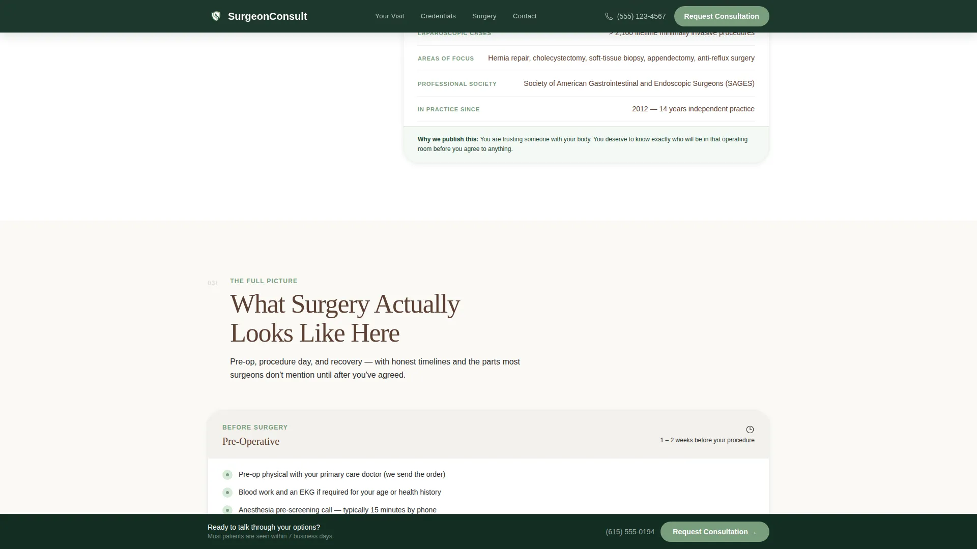 Surgeon (General) Booking Website Template