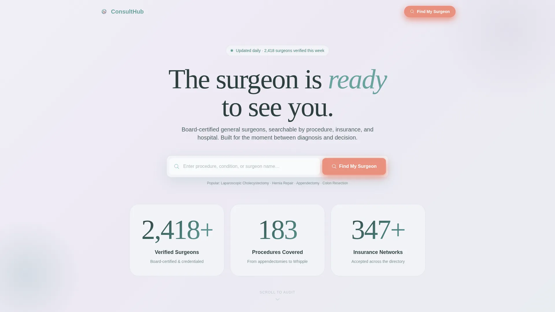 Precision Surgical Specialist Landing Page Template