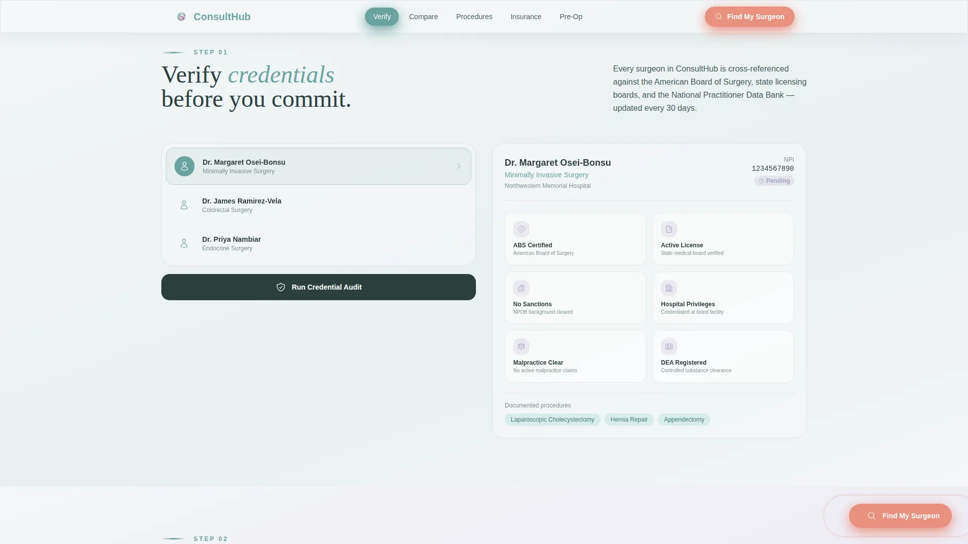 Precision Surgical Specialist Landing Page Template