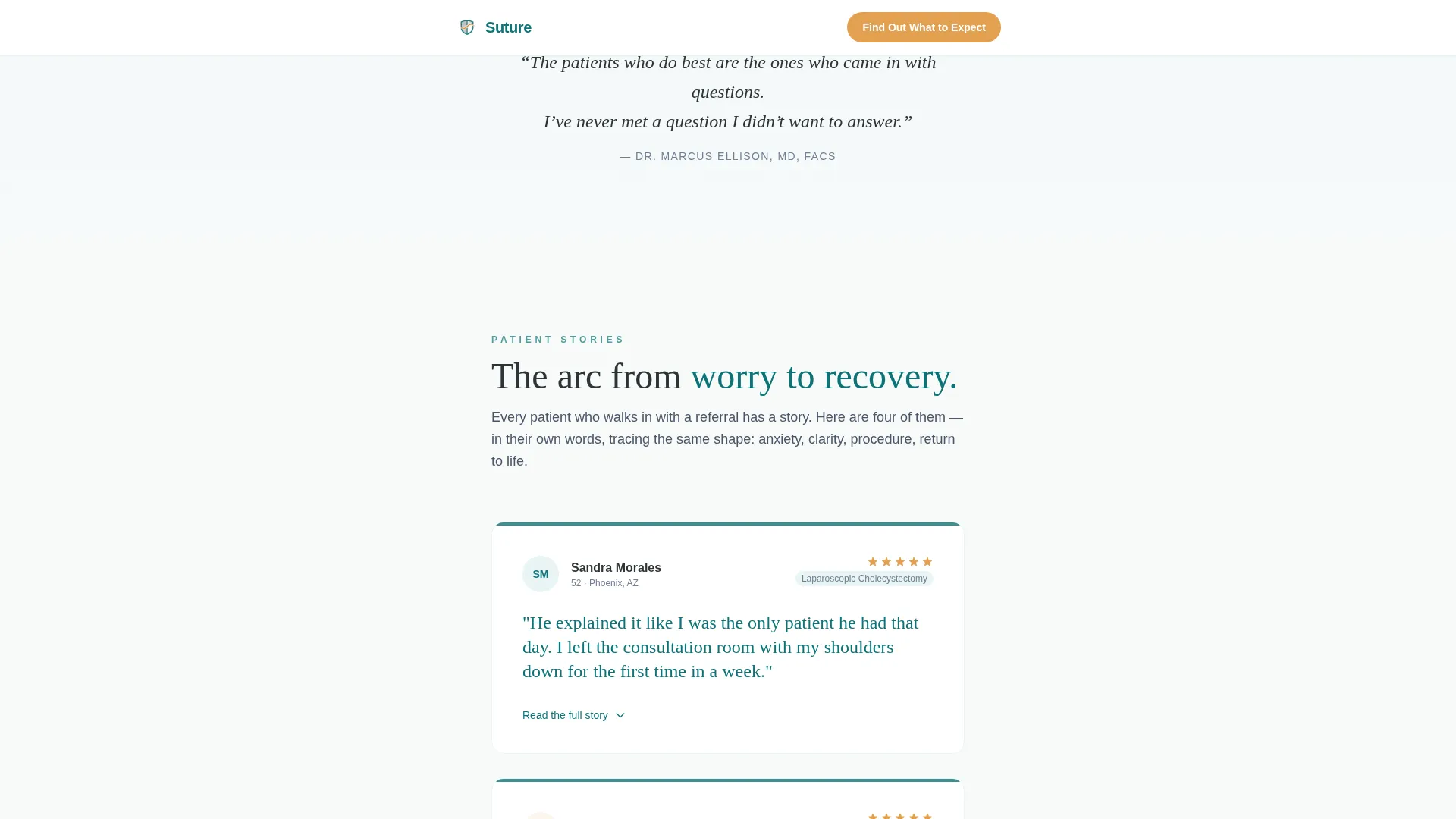 General Surgeon Testimonial Landing Page Template