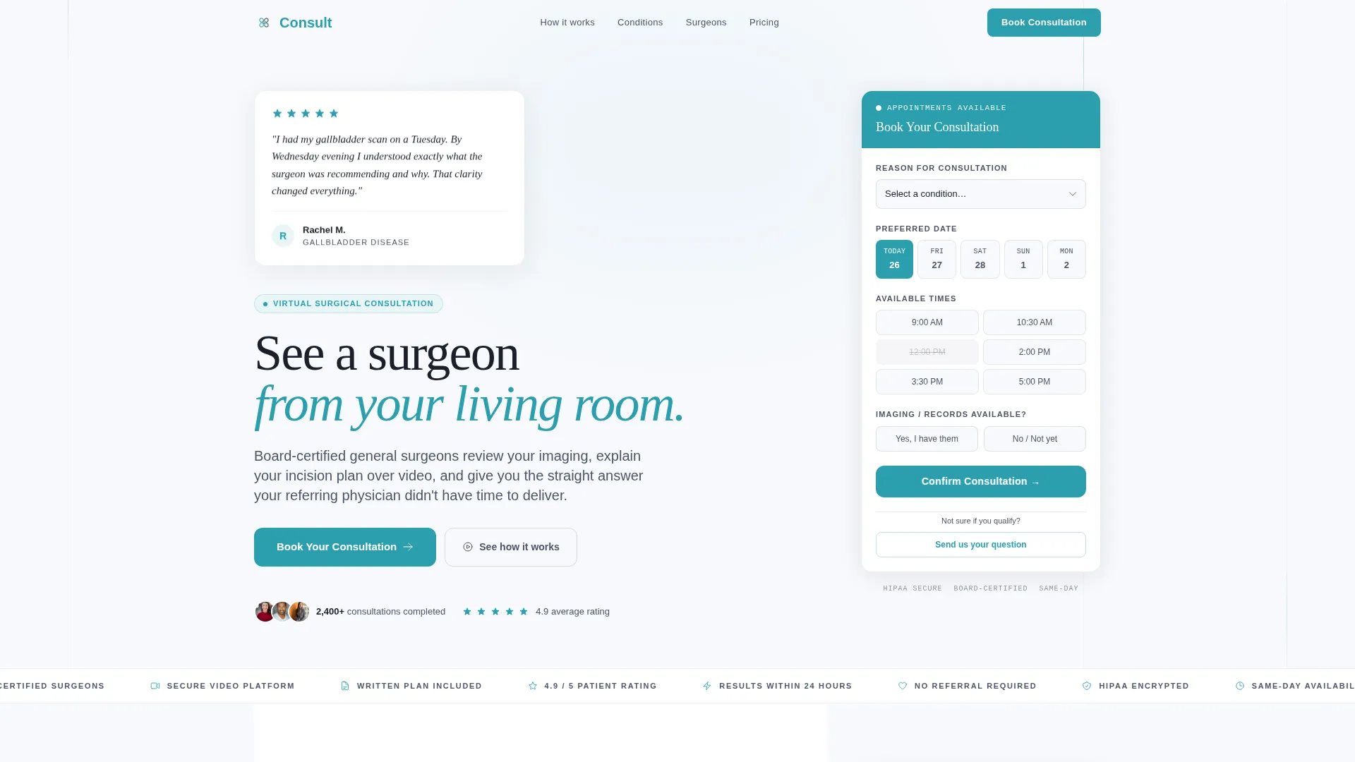 Surgeon (General) Booking Website Template