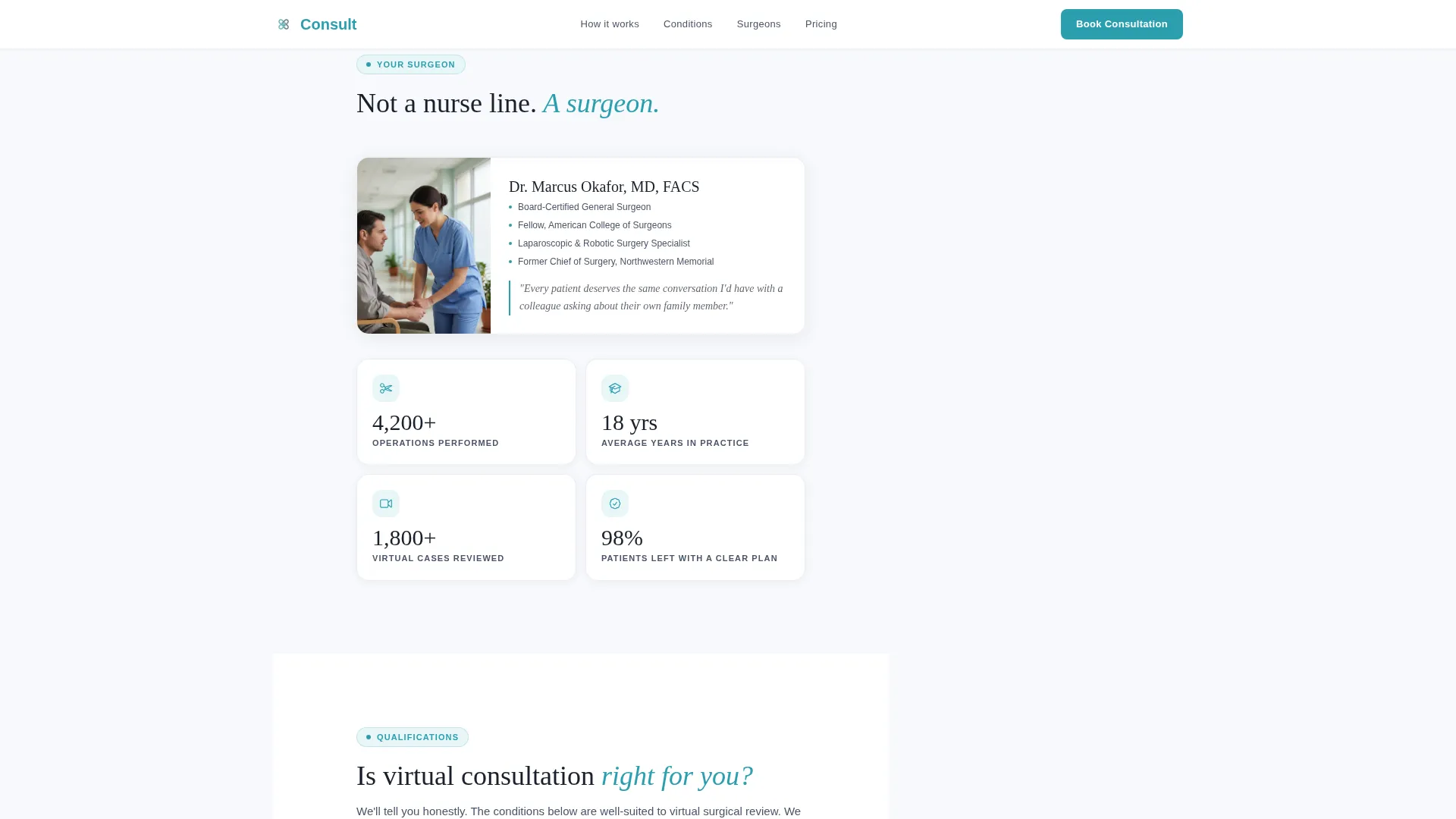 Surgeon (General) Booking Website Template