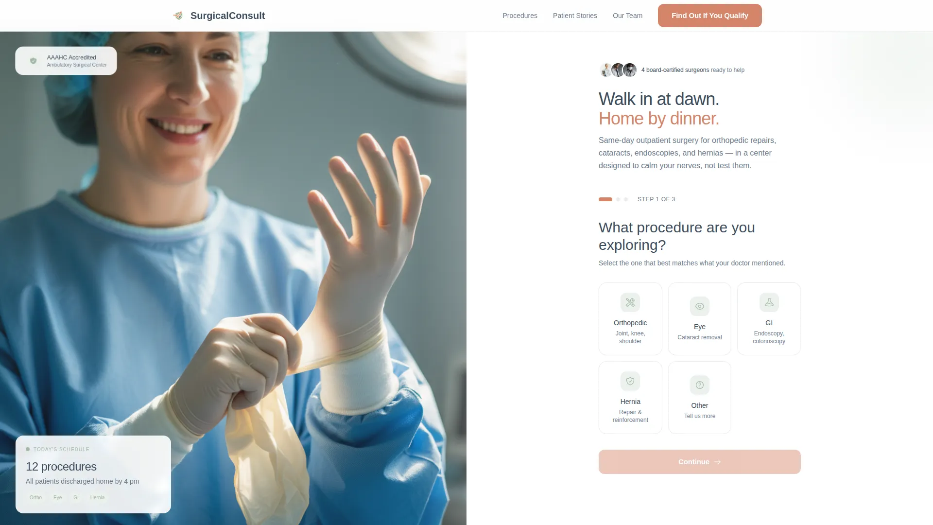 Surgical Center Lead Generation Landing Page Template