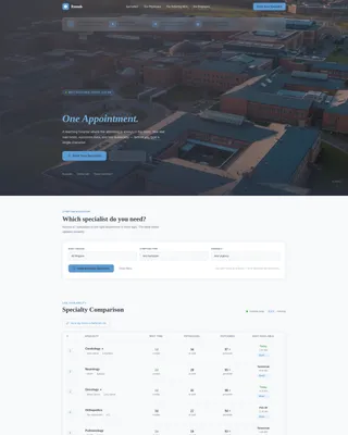 Teaching Hospital Specialist Booking Landing Page