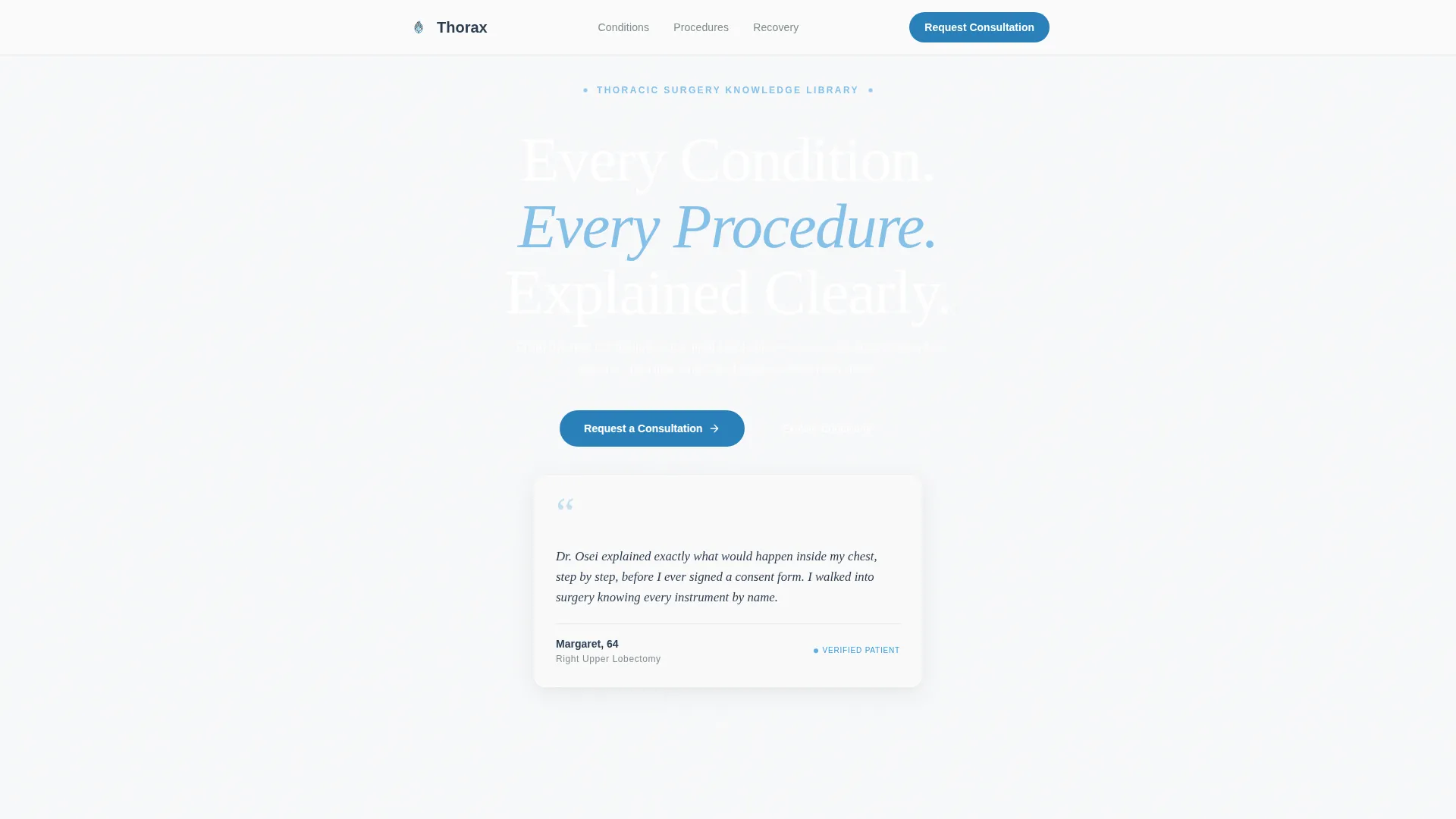 Thoracic Surgeon Condition & Treatment Landing Page