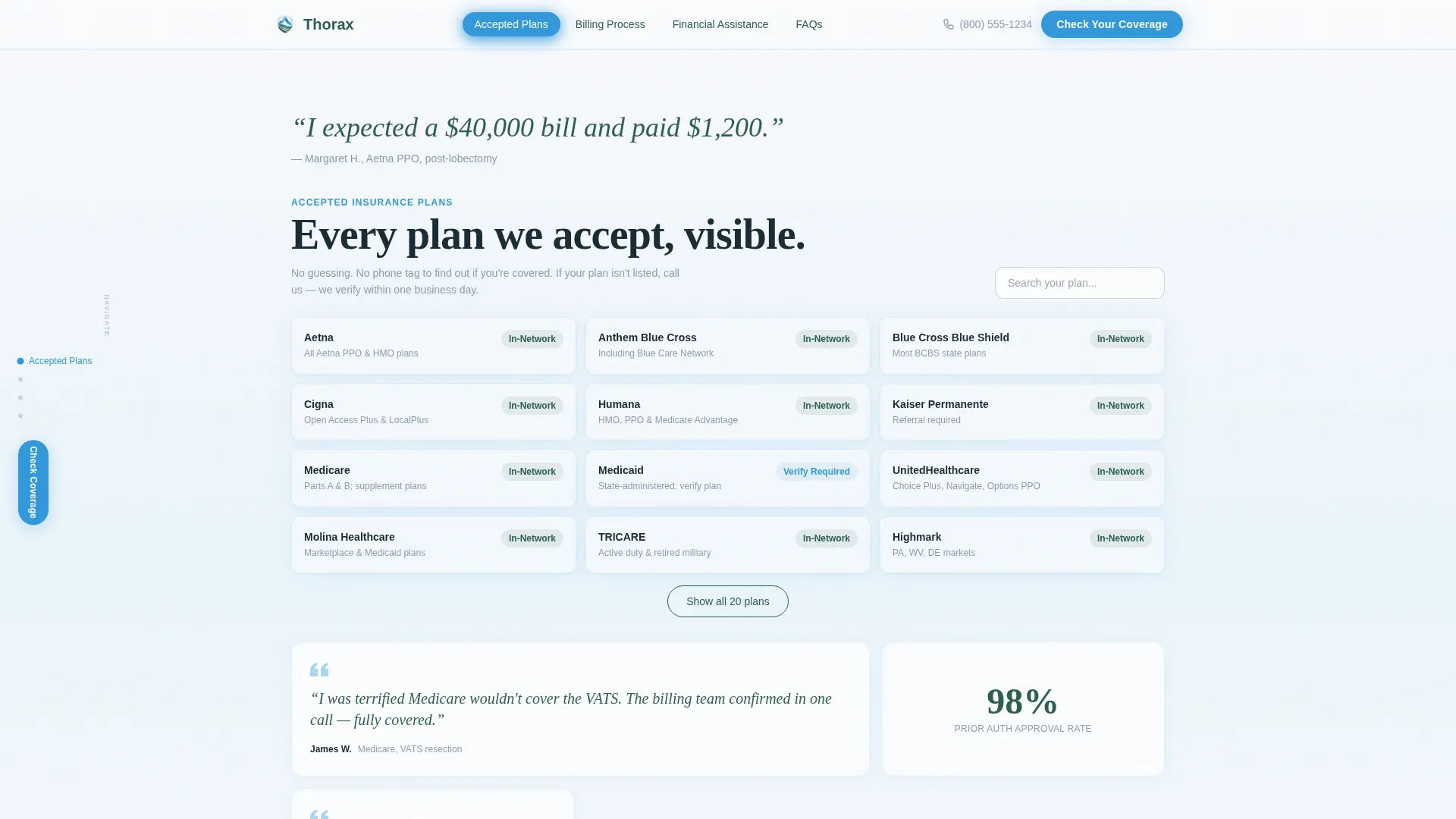 Thoracic Surgeon Insurance & Billing Landing Page