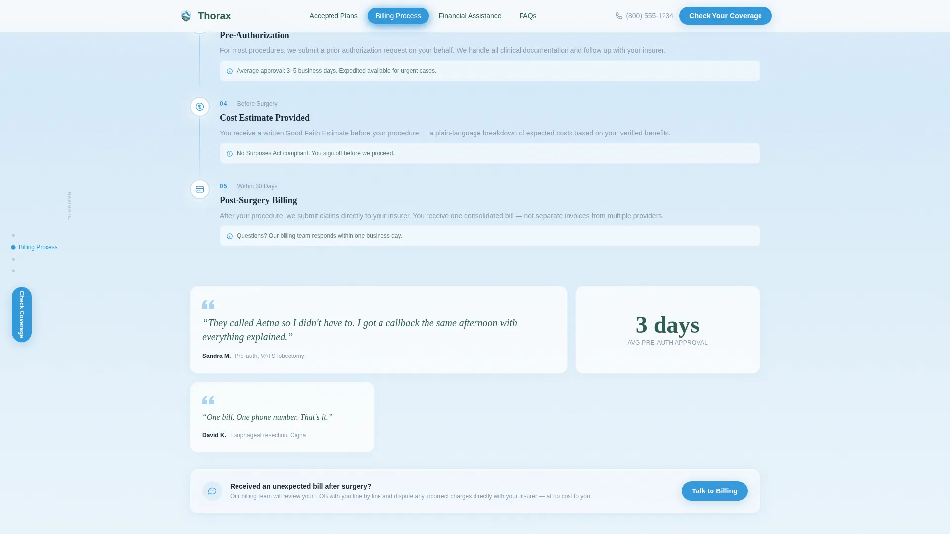 Thoracic Surgeon Insurance & Billing Landing Page