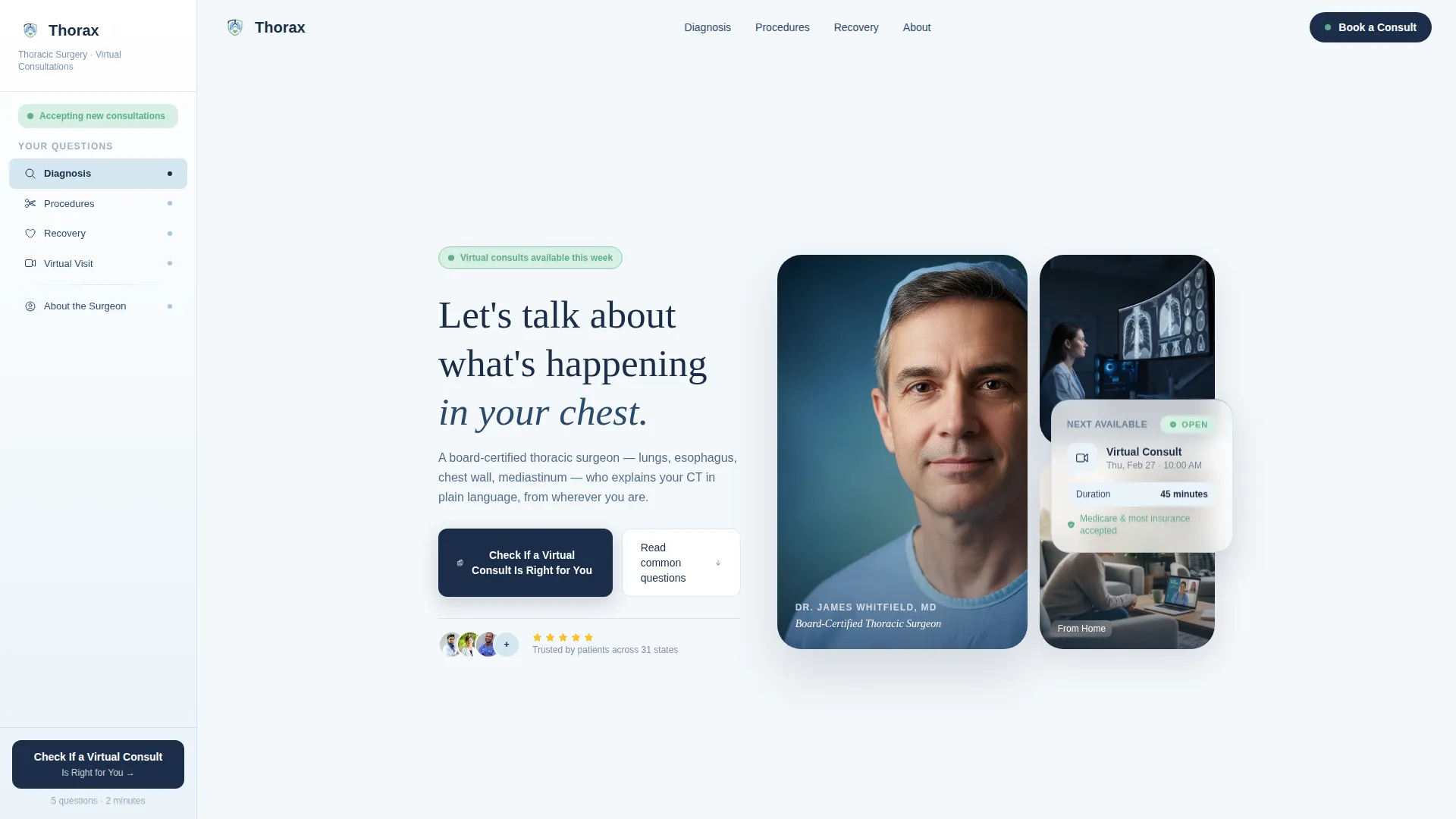 Thoracic Surgeon Booking Website Template