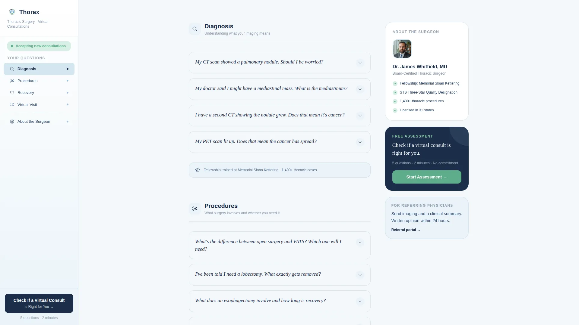Thoracic Surgeon Booking Website Template