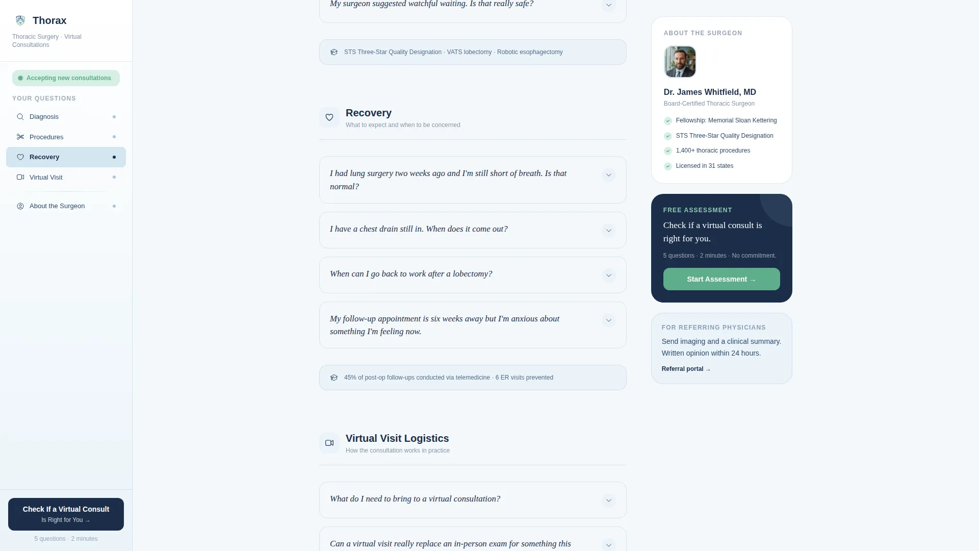 Thoracic Surgeon Booking Website Template