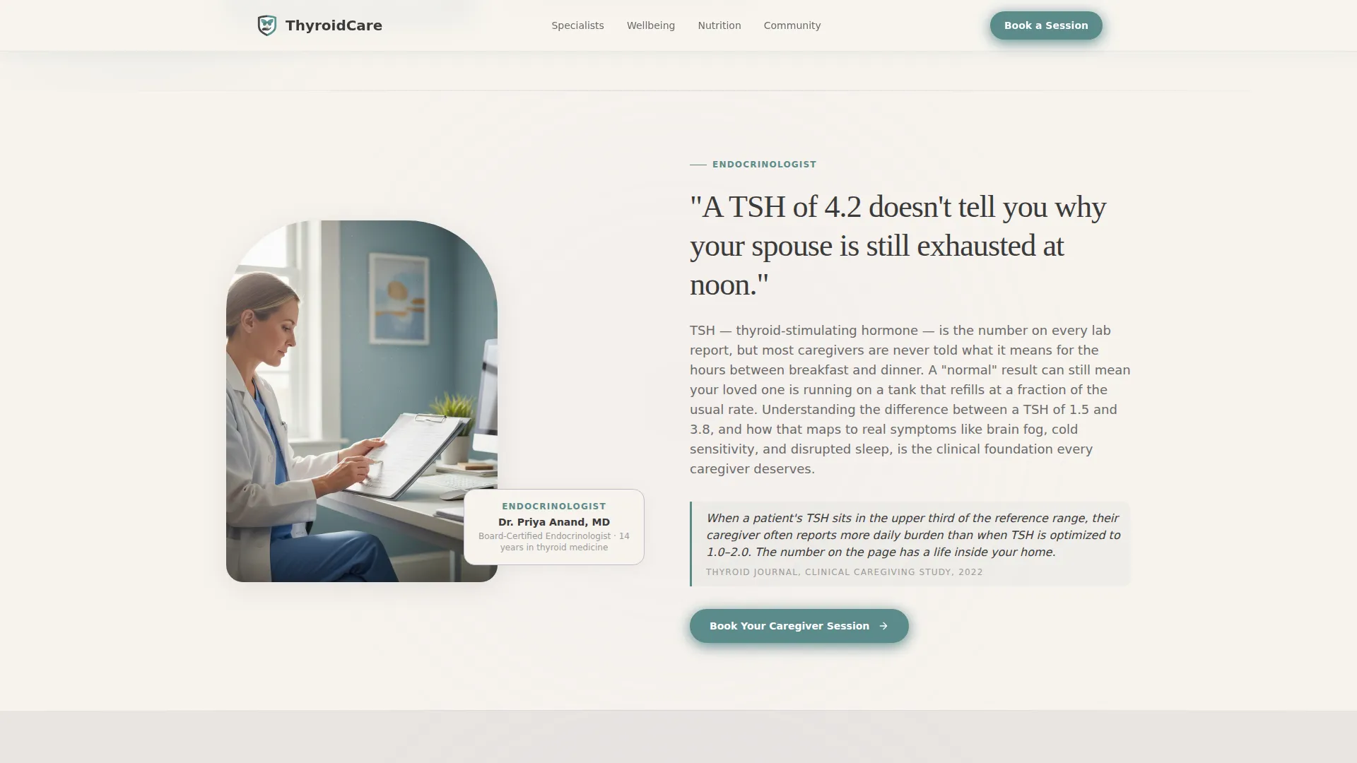 Specialist Thyroid Disorder Care Appointment Booking Website Template