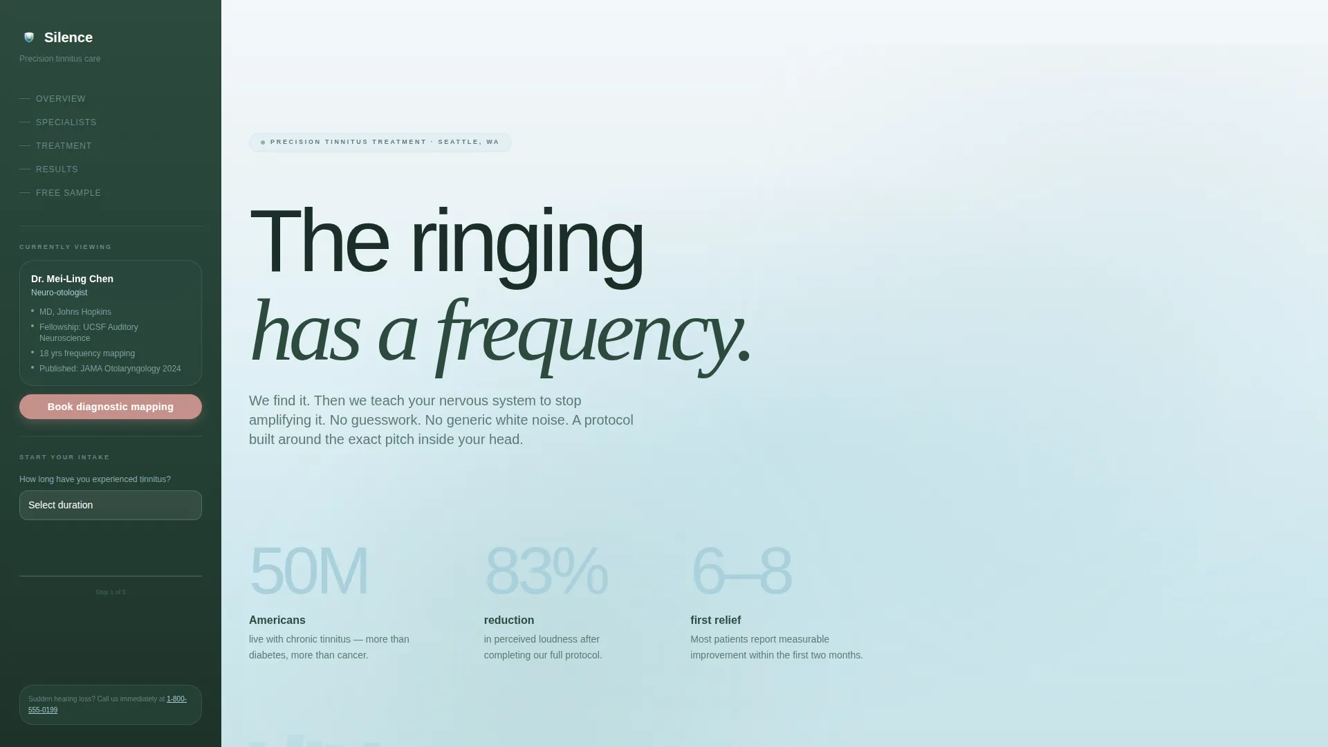 Tinnitus Treatment Center Landing Page Template