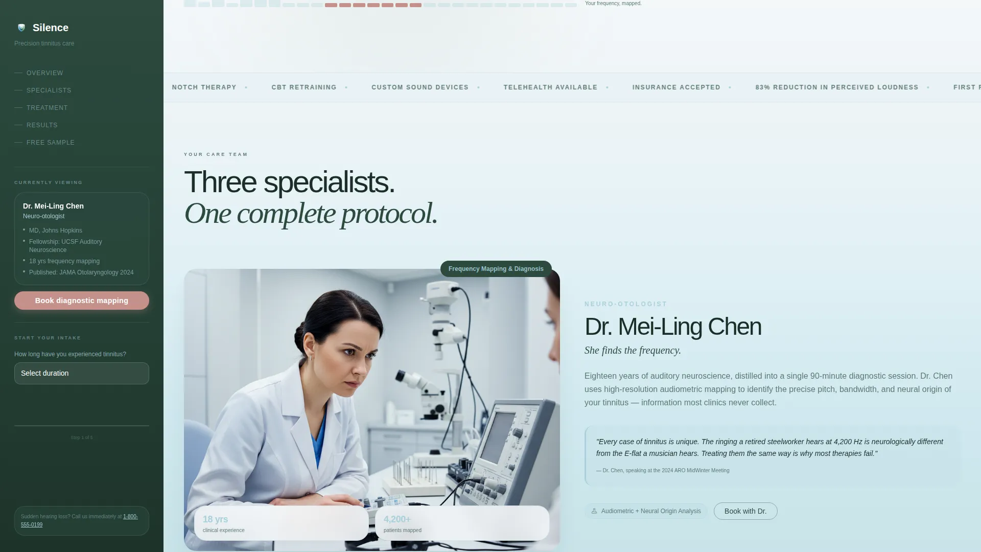 Tinnitus Treatment Center Landing Page Template