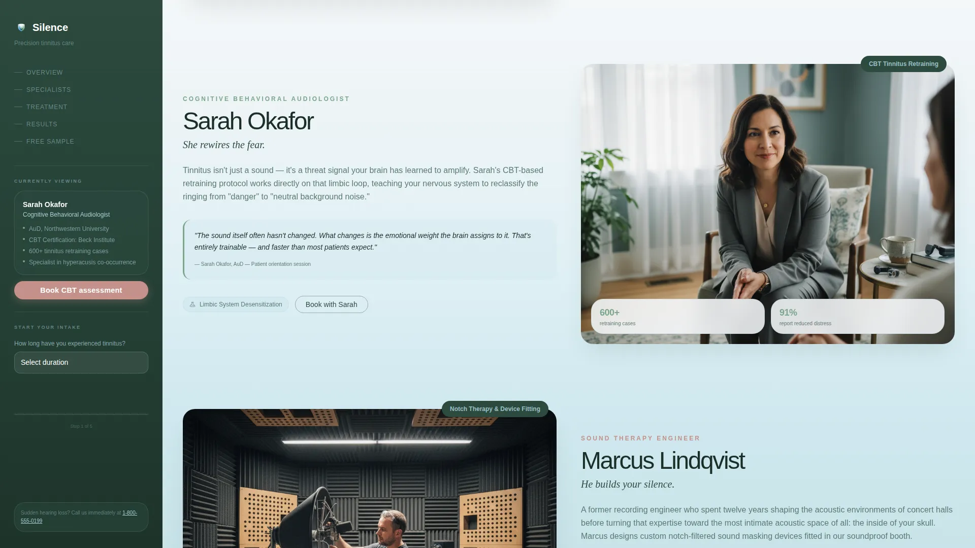 Tinnitus Treatment Center Landing Page Template