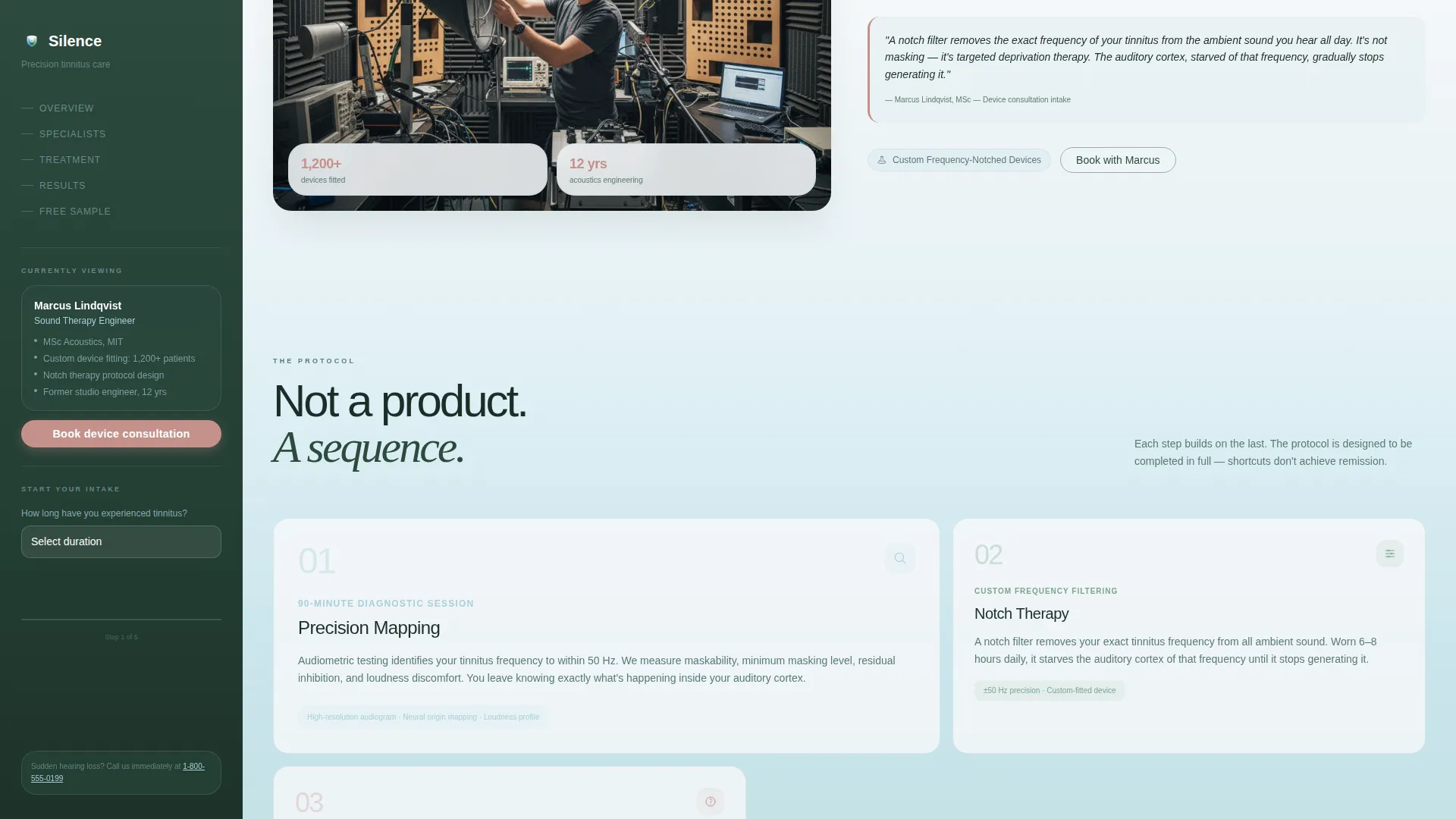 Tinnitus Treatment Center Landing Page Template