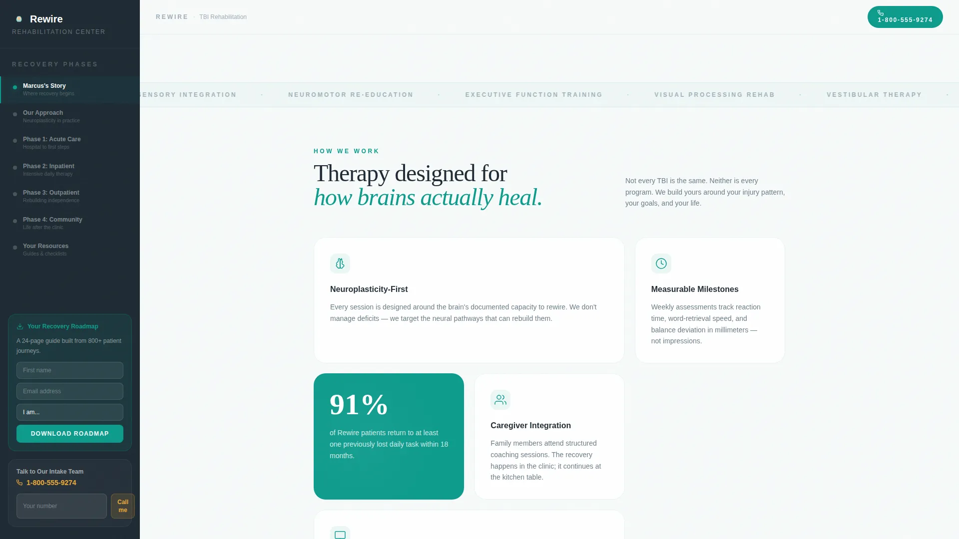 TBI Rehab Landing Page Template | Sidebar Companion