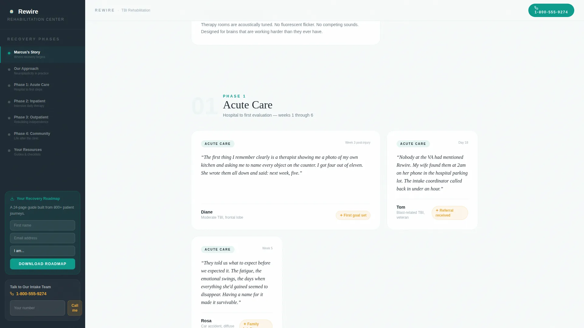 TBI Rehab Landing Page Template | Sidebar Companion