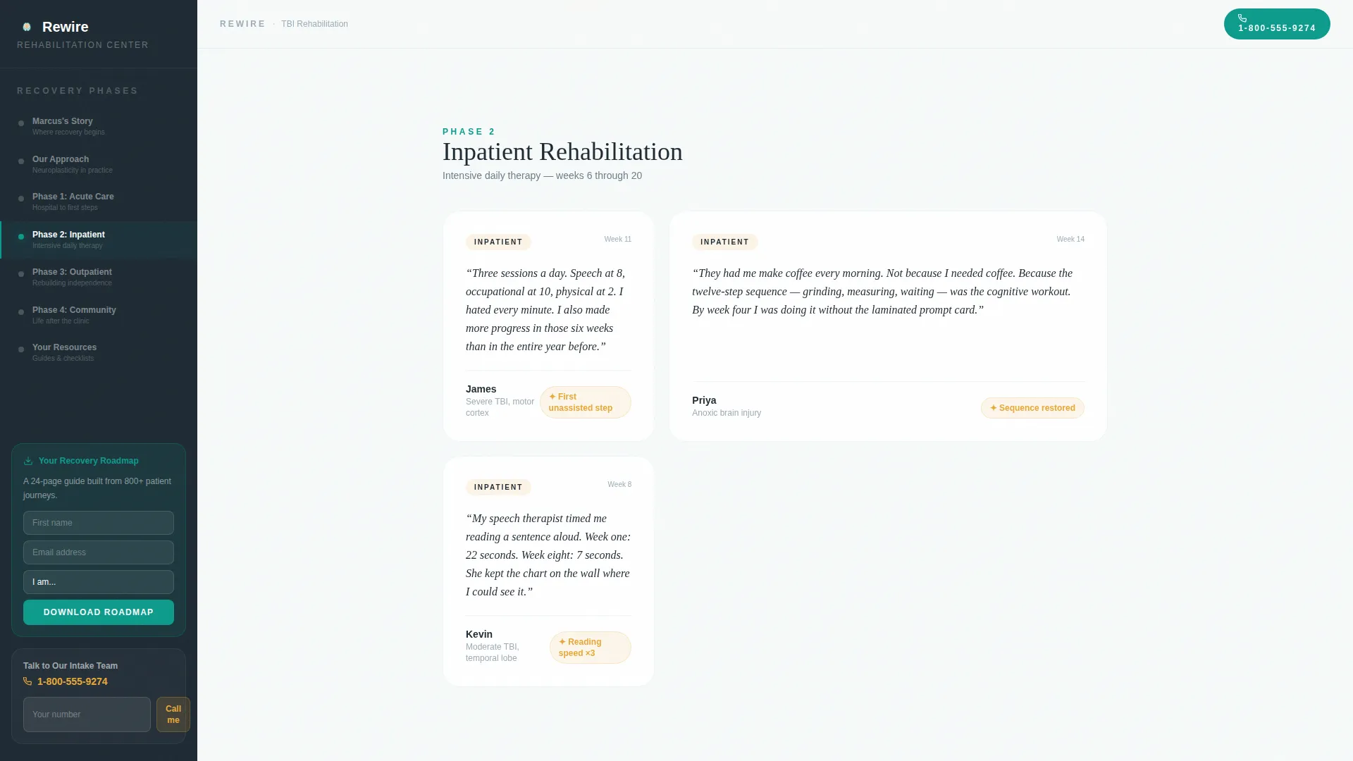 TBI Rehab Landing Page Template | Sidebar Companion