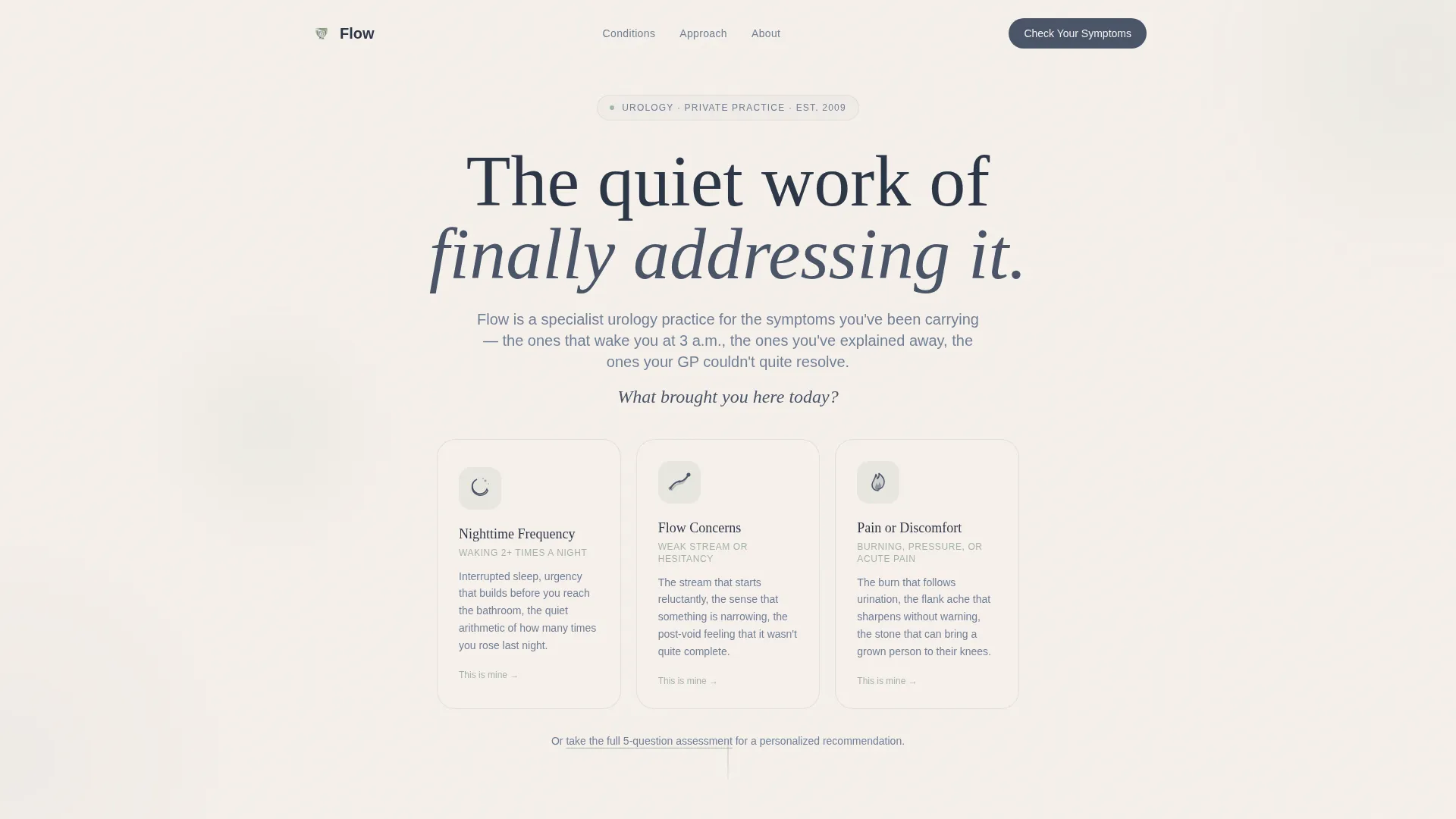 Urology Practice Website Template with Symptom Assessment Quiz