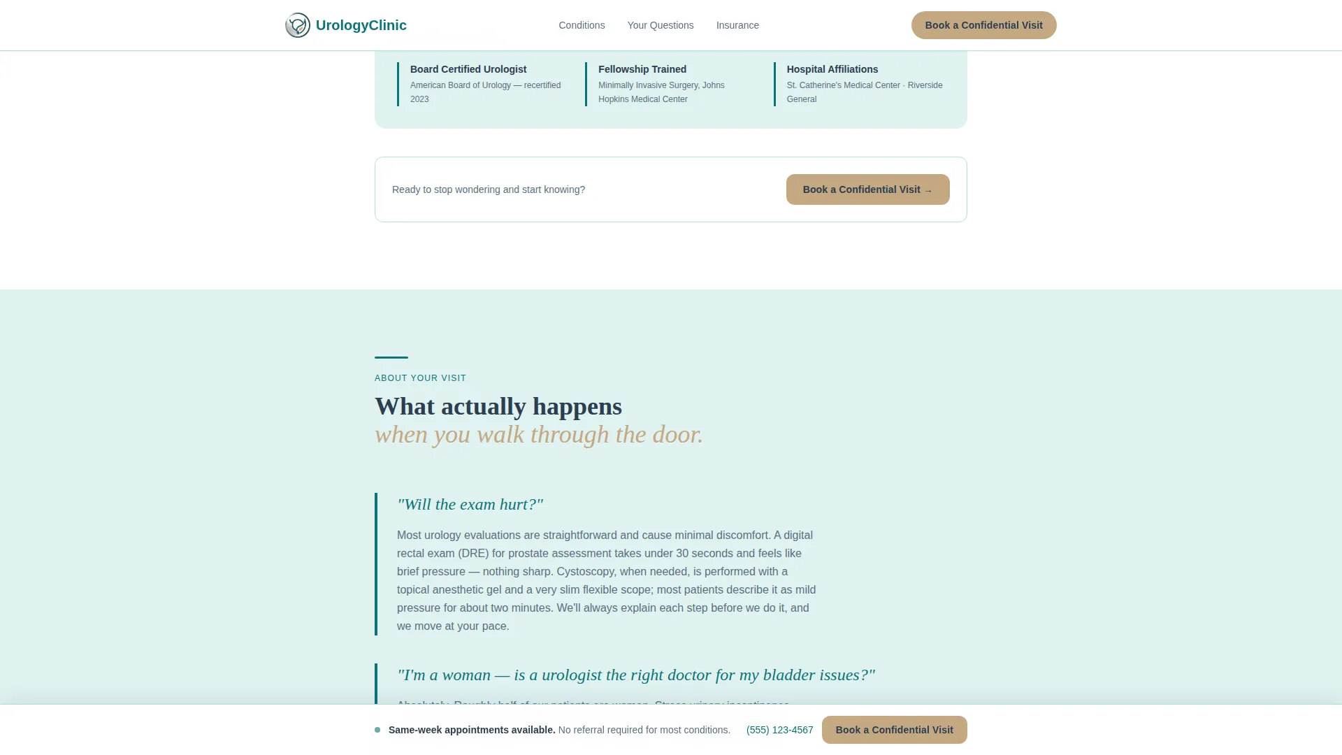 Appointment Landing Page Template | Booking-Focused